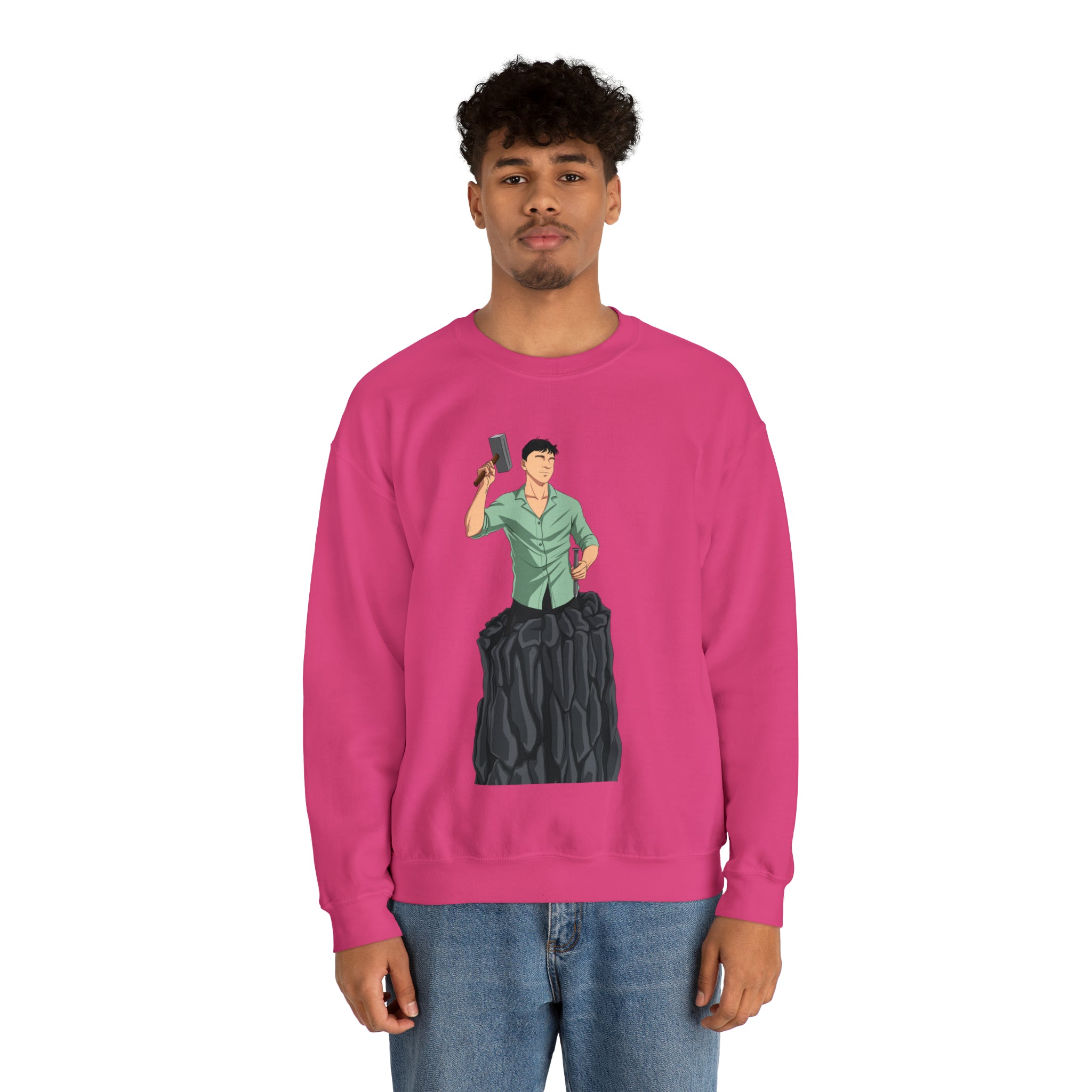 A person working hard to better his/herself - Heavy Blend™ Crewneck Sweatshirt - Man #15 - Breakthrough Collection