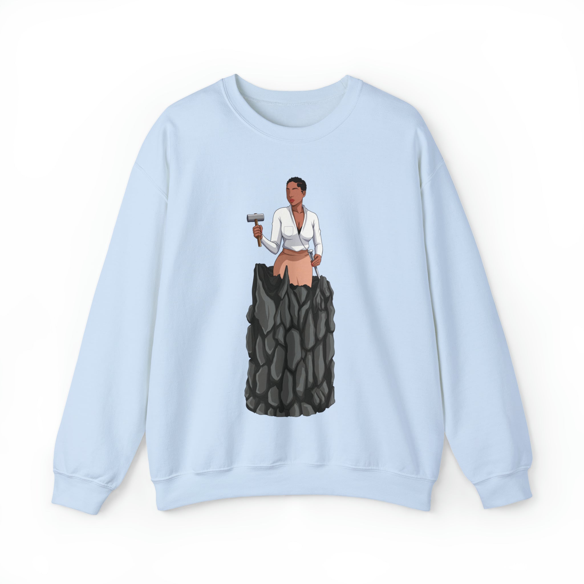 A person working hard to better his/herself - Self-Made Sweatshirt Heavy Blend™ Crewneck - woman #1 - Breakthrough Collection
