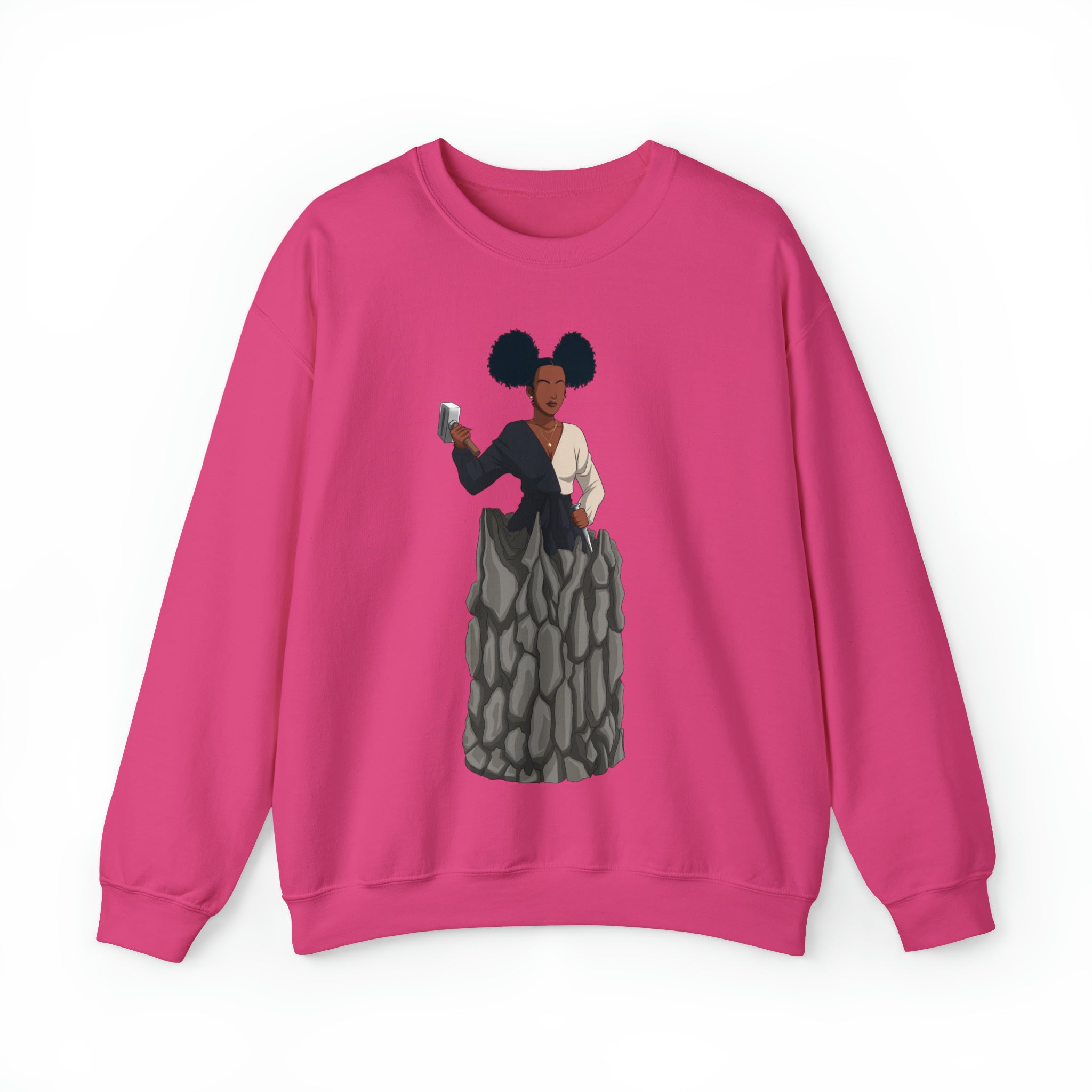 A person working hard to better his/herself - Self-Made Sweatshirt Heavy Blend™ Crewneck - woman #10 - Breakthrough Collection
