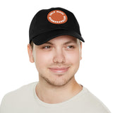 A person working hard to better his/herself - Self-Made Entrepreneur Hat with Leather Patch (Round) - Breakthrough Collection