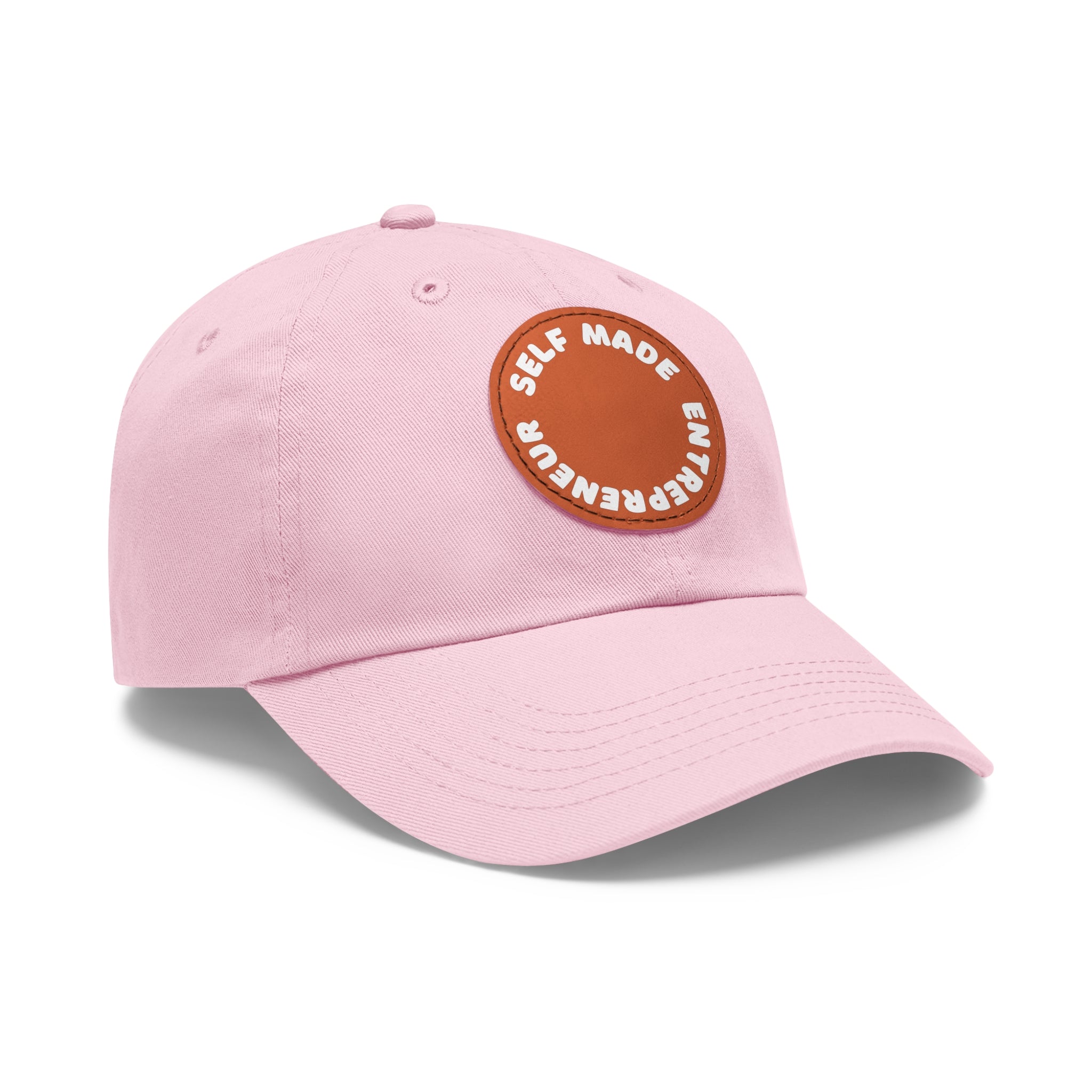 A person working hard to better his/herself - Self-Made Entrepreneur Hat with Leather Patch (Round) - Breakthrough Collection