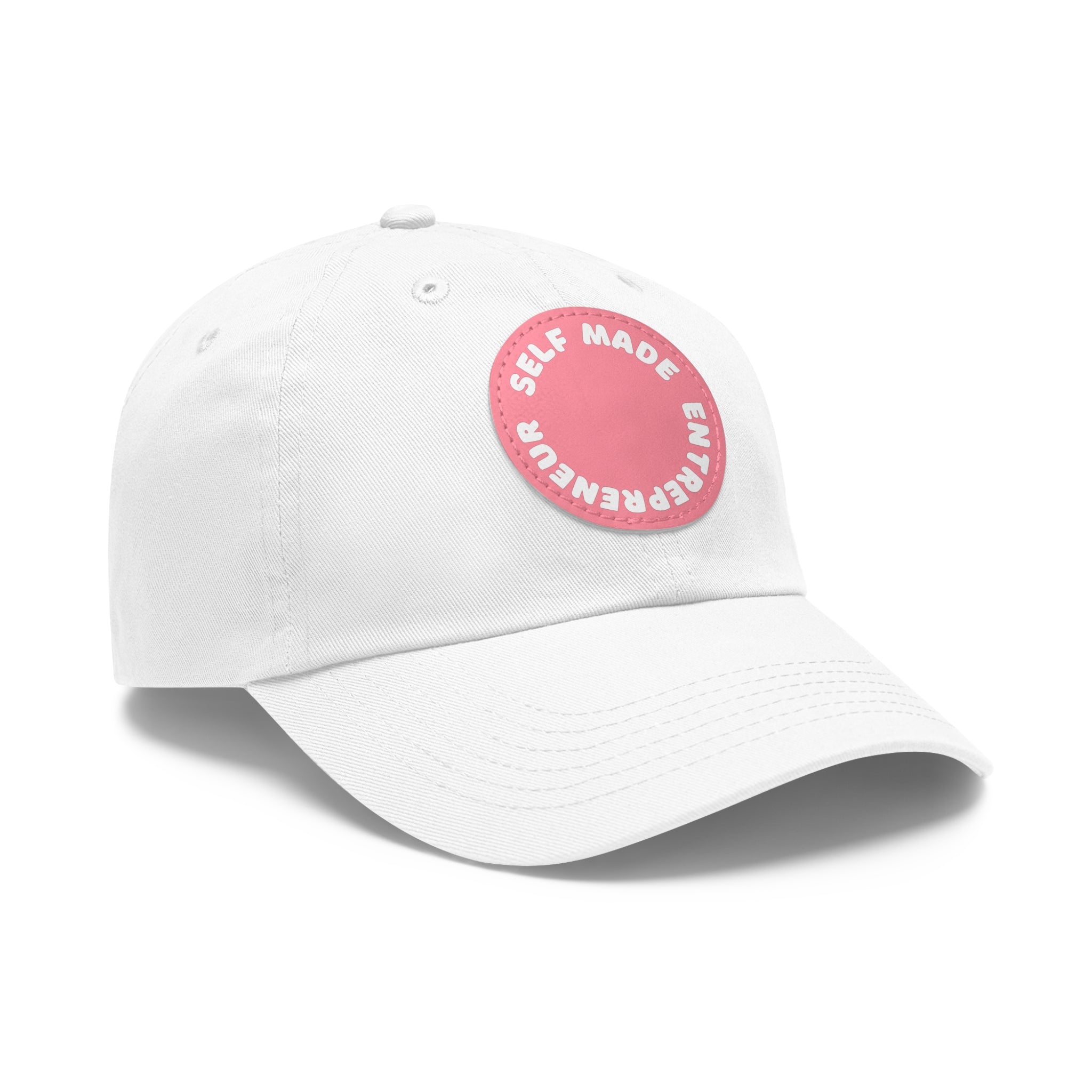 A person working hard to better his/herself - Self-Made Entrepreneur Hat with Leather Patch (Round) - Breakthrough Collection