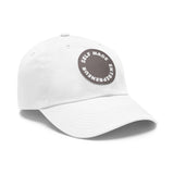 A person working hard to better his/herself - Self-Made Entrepreneur Hat with Leather Patch (Round) - Breakthrough Collection