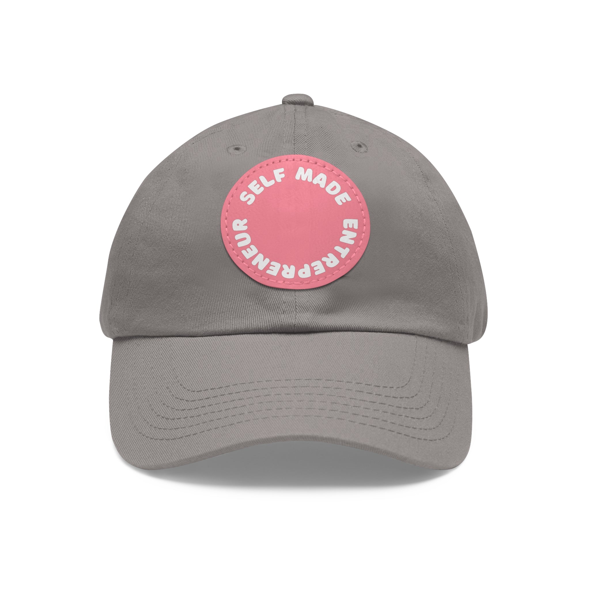 A person working hard to better his/herself - Self-Made Entrepreneur Hat with Leather Patch (Round) - Breakthrough Collection