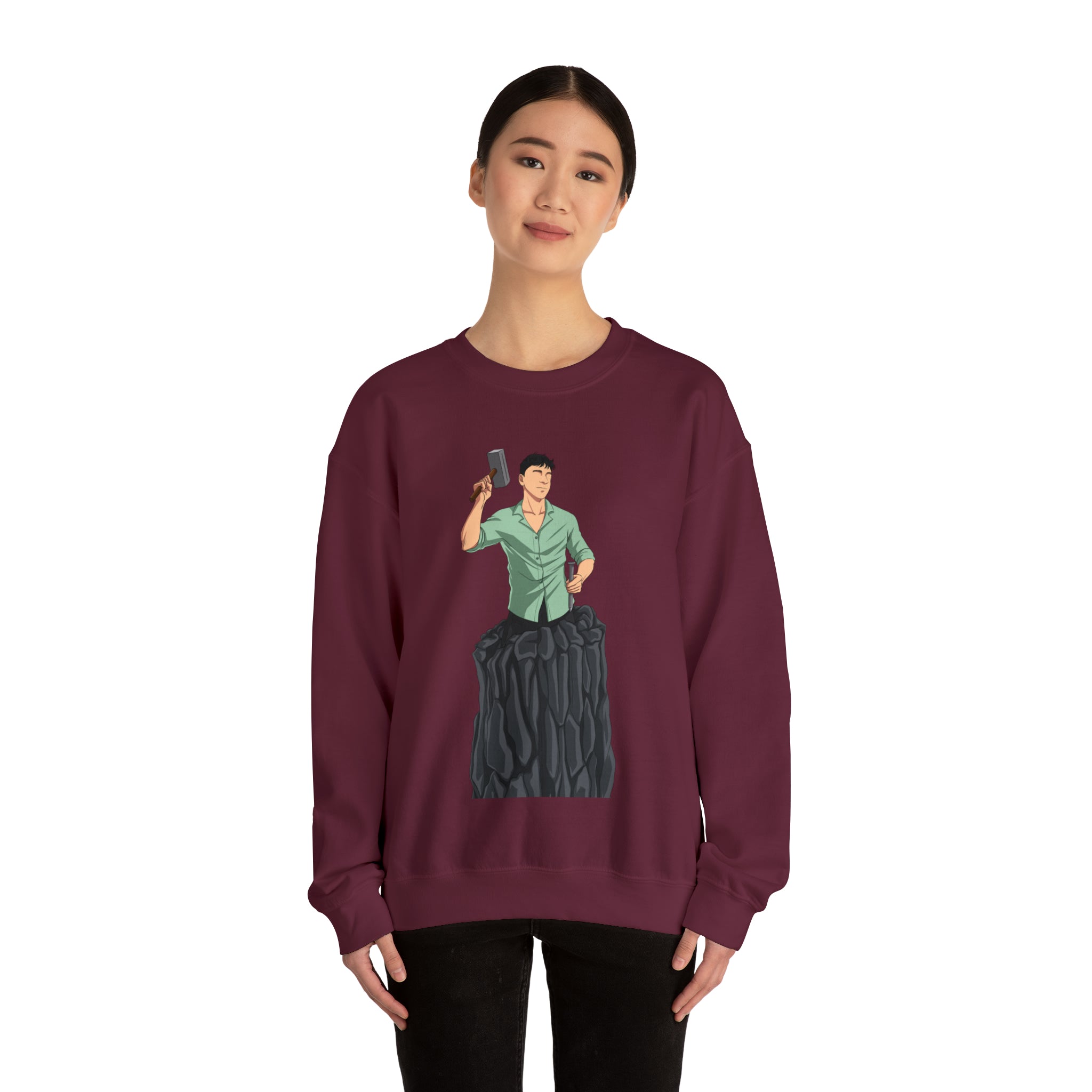 A person working hard to better his/herself - Heavy Blend™ Crewneck Sweatshirt - Man #15 - Breakthrough Collection