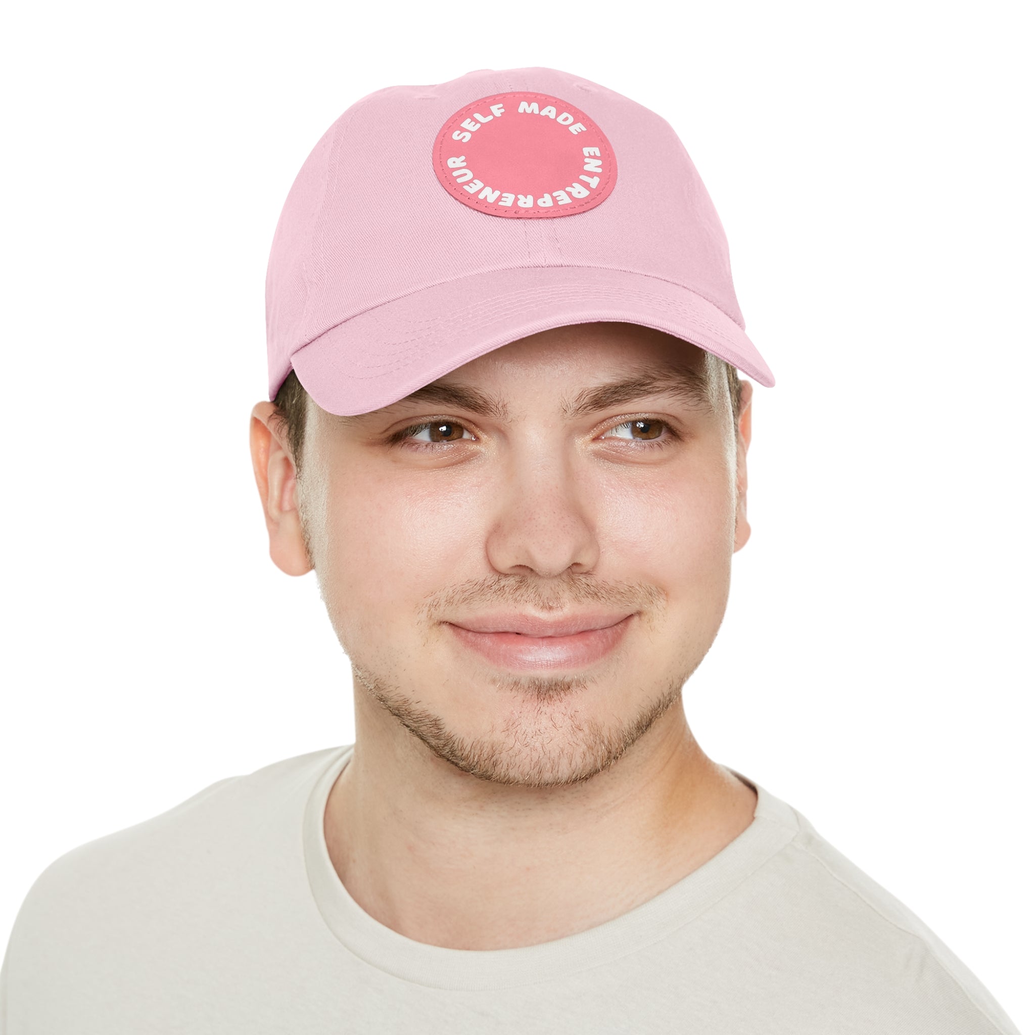 A person working hard to better his/herself - Self-Made Entrepreneur Hat with Leather Patch (Round) - Breakthrough Collection