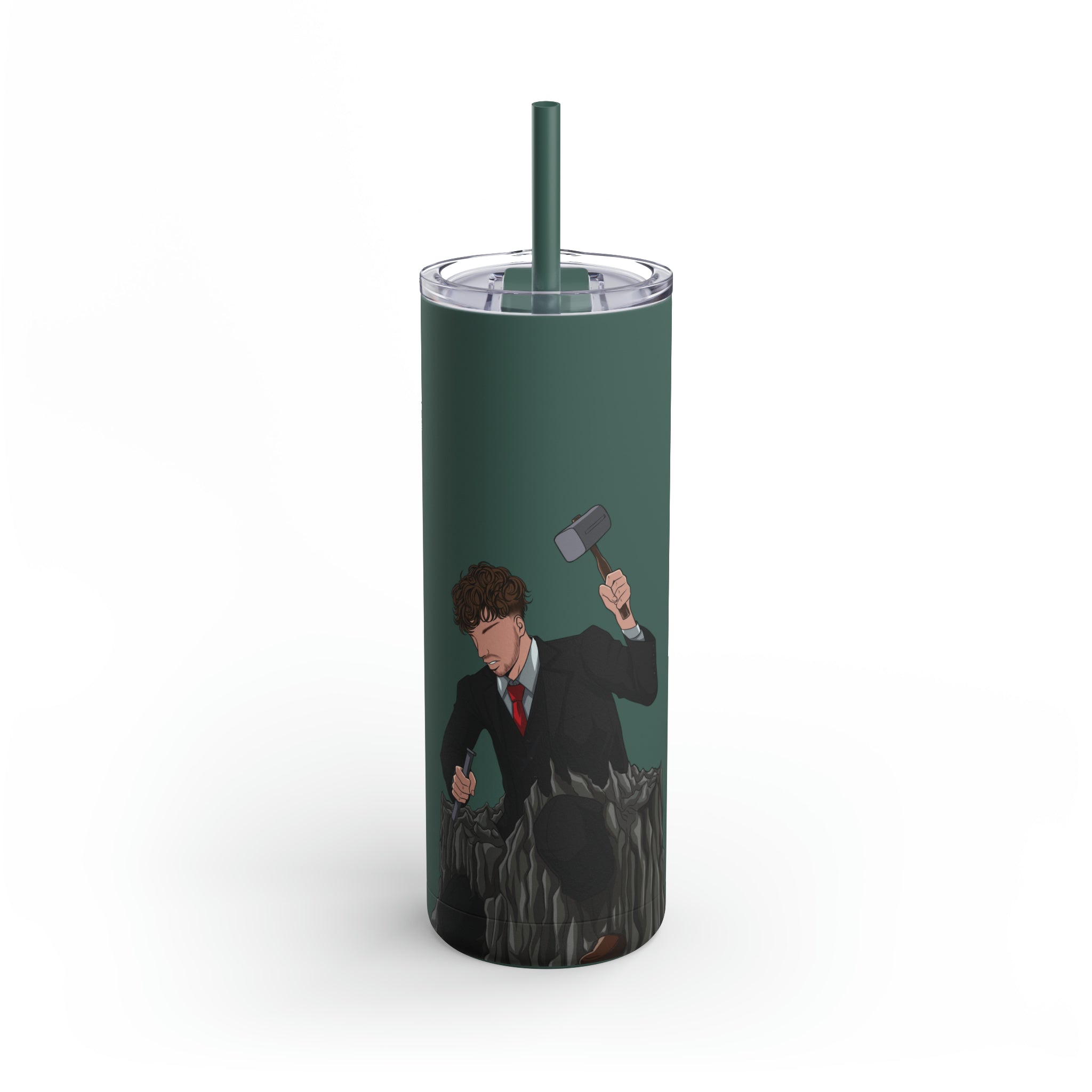 A person working hard to better his/herself - Maars Maker Skinny Matte Tumbler, 20oz - Man #17 - Breakthrough Collection