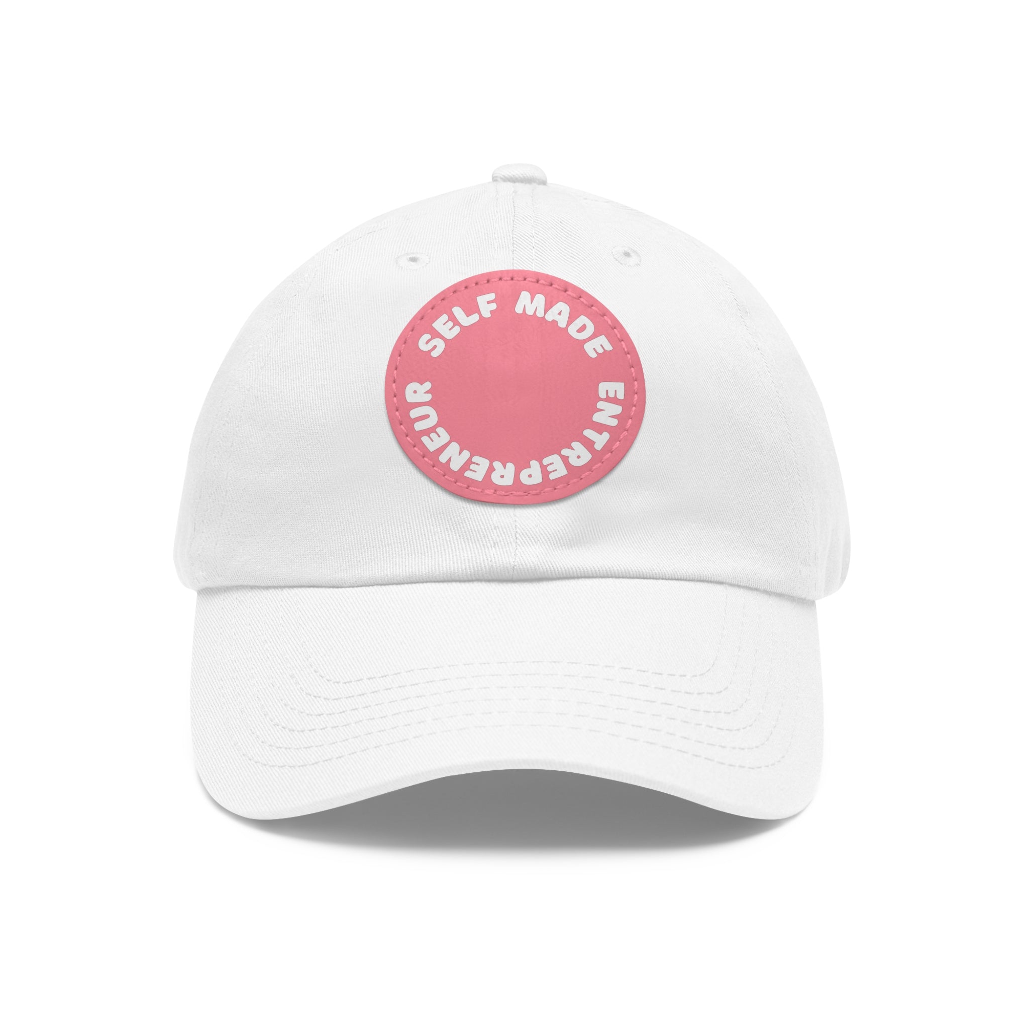 A person working hard to better his/herself - Self-Made Entrepreneur Hat with Leather Patch (Round) - Breakthrough Collection