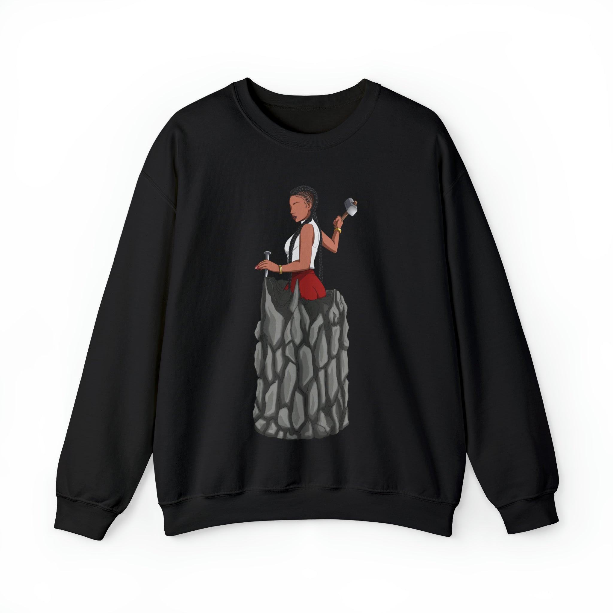 A person working hard to better his/herself - Self-Made Sweatshirt Heavy Blend™ Crewneck - woman #7 - Breakthrough Collection
