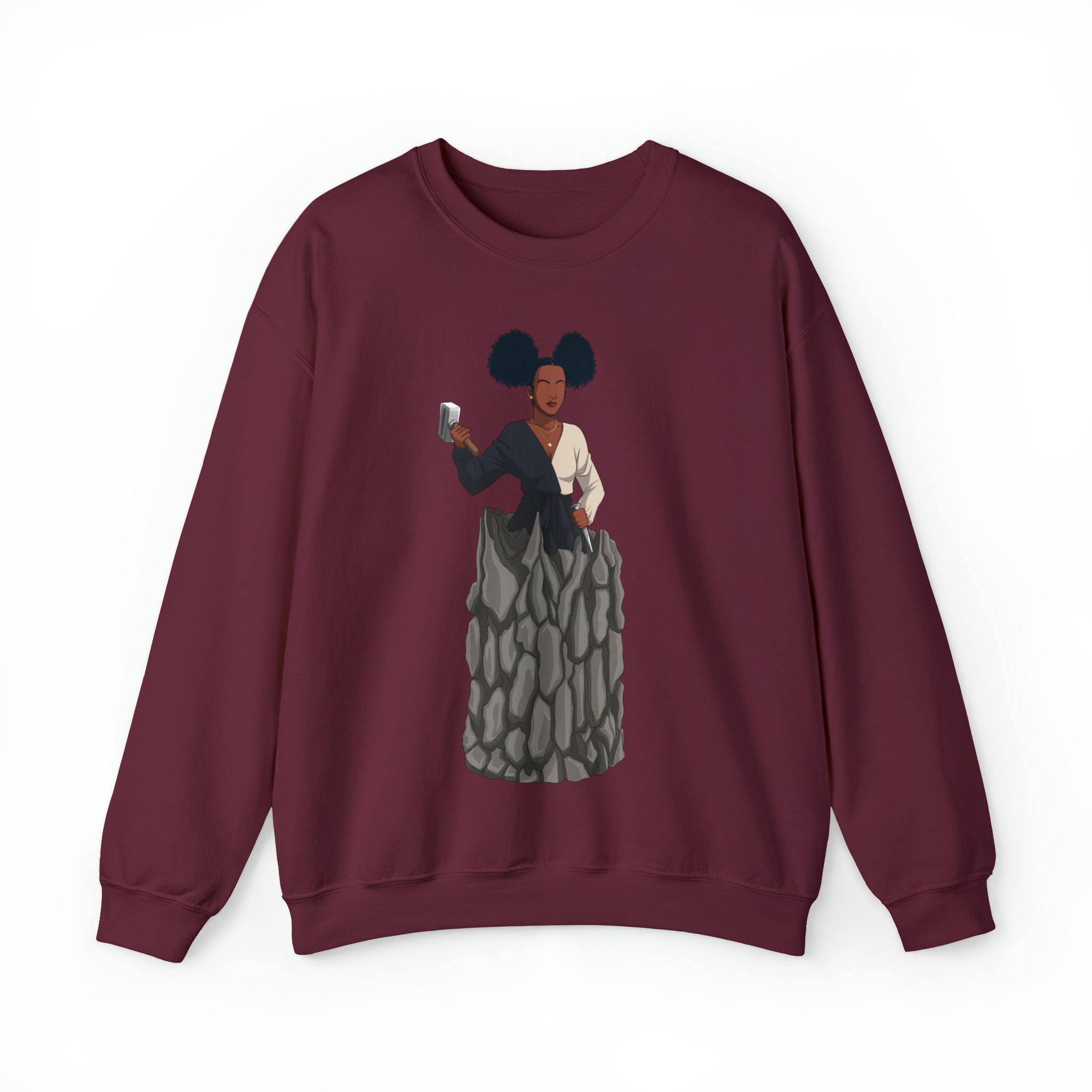 A person working hard to better his/herself - Self-Made Sweatshirt Heavy Blend™ Crewneck - woman #10 - Breakthrough Collection