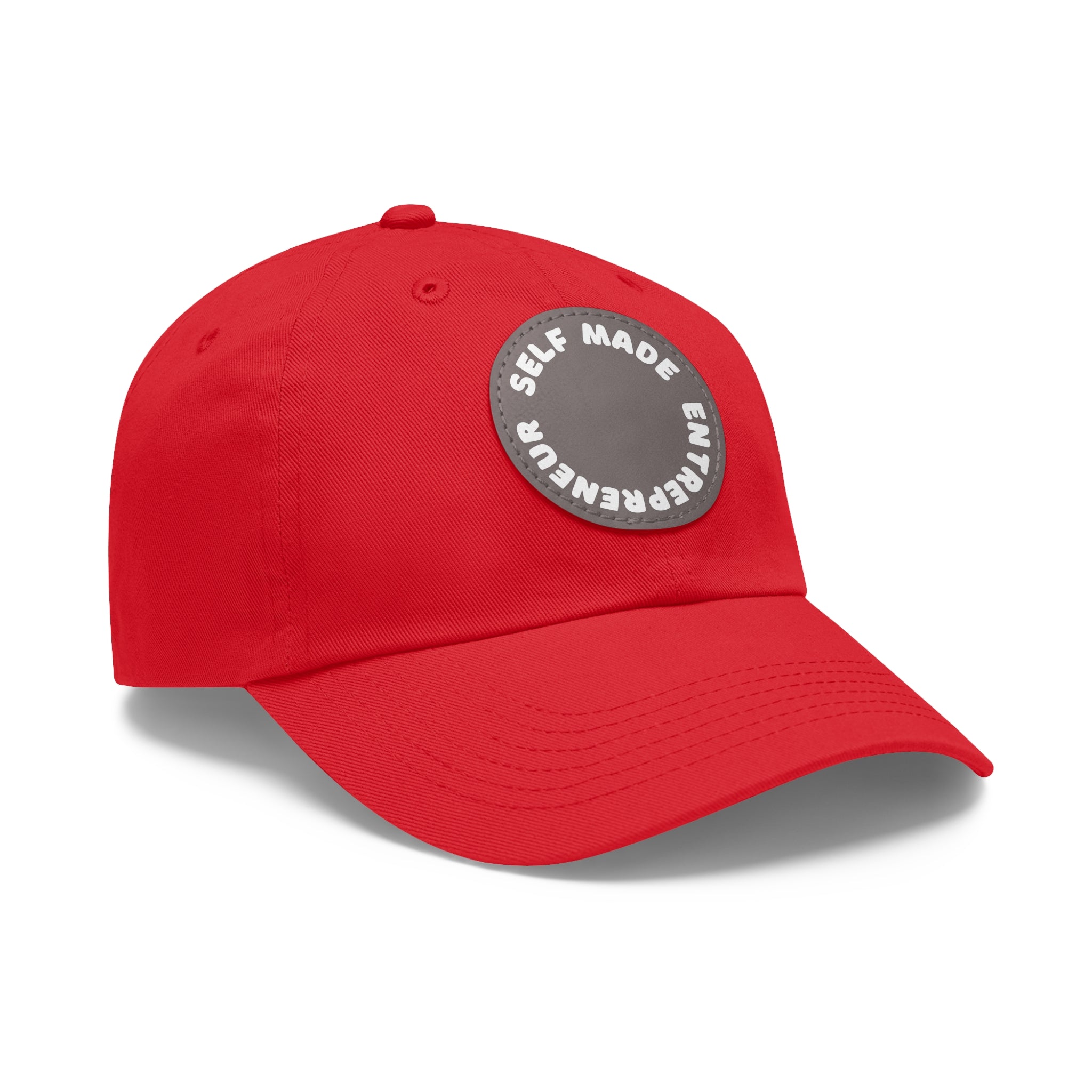 A person working hard to better his/herself - Self-Made Entrepreneur Hat with Leather Patch (Round) - Breakthrough Collection