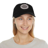 A person working hard to better his/herself - Self-Made Entrepreneur Hat with Leather Patch (Round) - Breakthrough Collection
