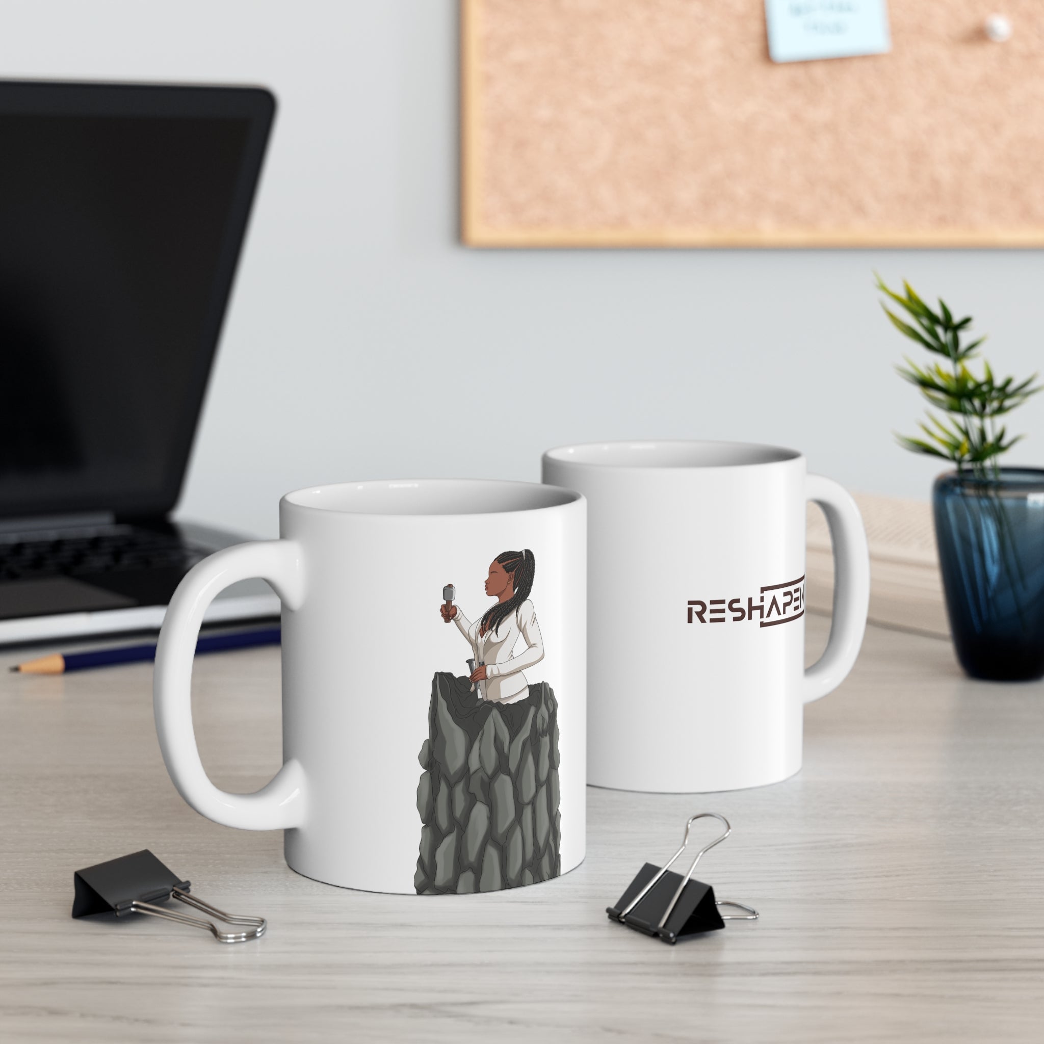 A person working hard to better his/herself - Ceramic Mug 11oz - Self-Made Woman #4 - Breakthrough Collection