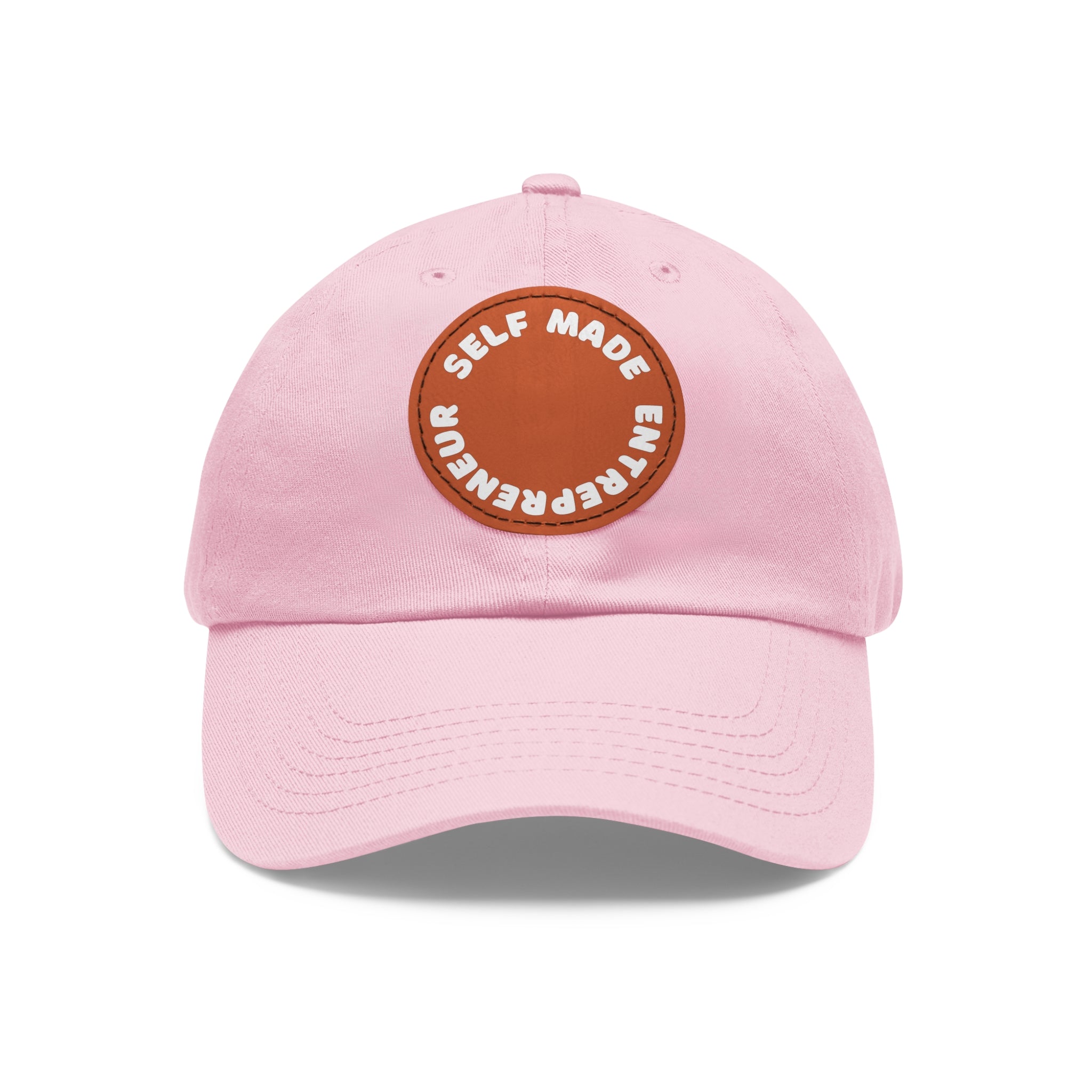 A person working hard to better his/herself - Self-Made Entrepreneur Hat with Leather Patch (Round) - Breakthrough Collection