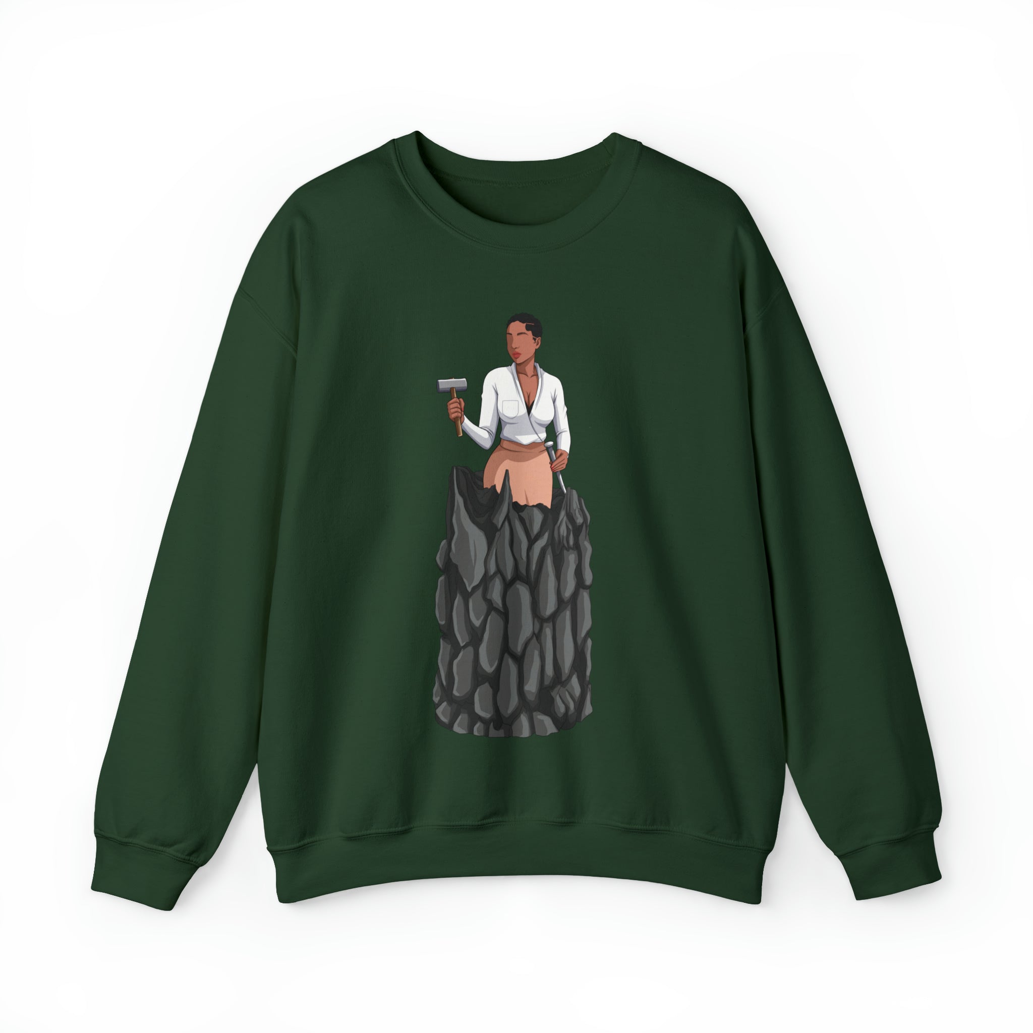 A person working hard to better his/herself - Self-Made Sweatshirt Heavy Blend™ Crewneck - woman #1 - Breakthrough Collection