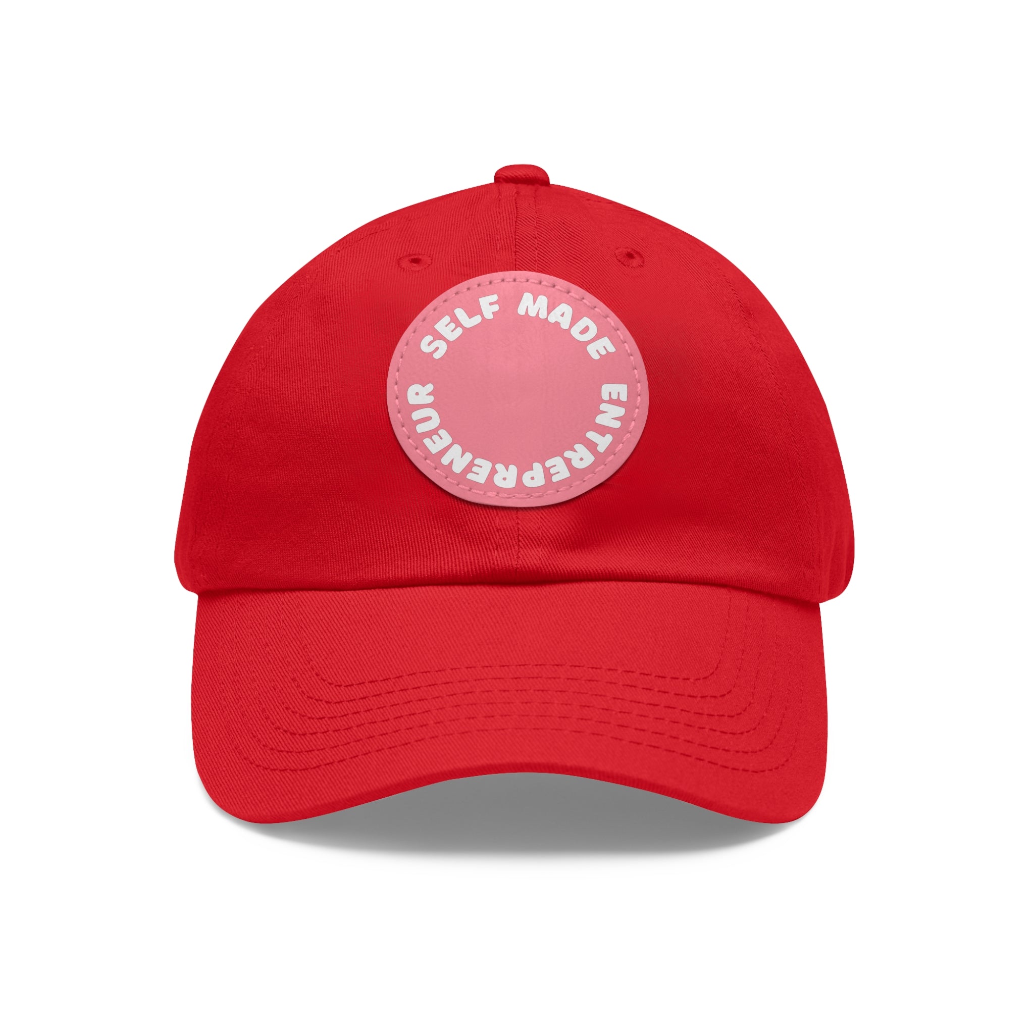 A person working hard to better his/herself - Self-Made Entrepreneur Hat with Leather Patch (Round) - Breakthrough Collection