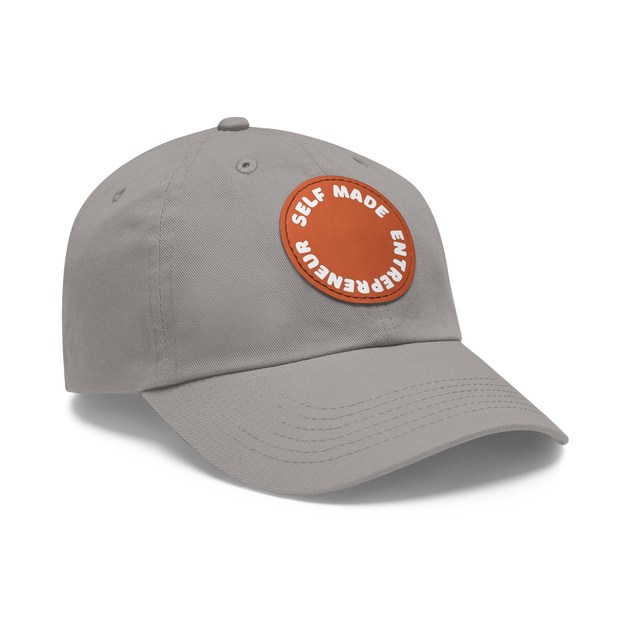 A person working hard to better his/herself - Self-Made Entrepreneur Hat with Leather Patch (Round) - Breakthrough Collection