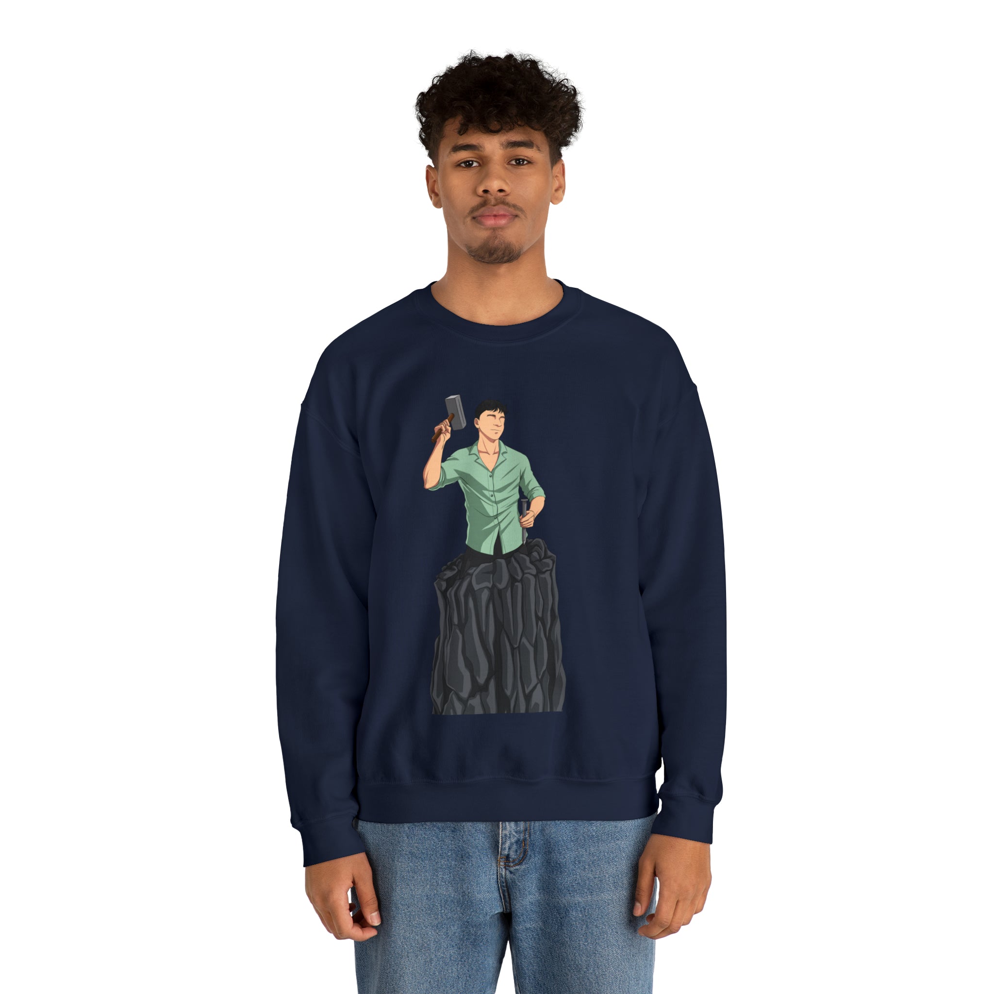 A person working hard to better his/herself - Heavy Blend™ Crewneck Sweatshirt - Man #15 - Breakthrough Collection