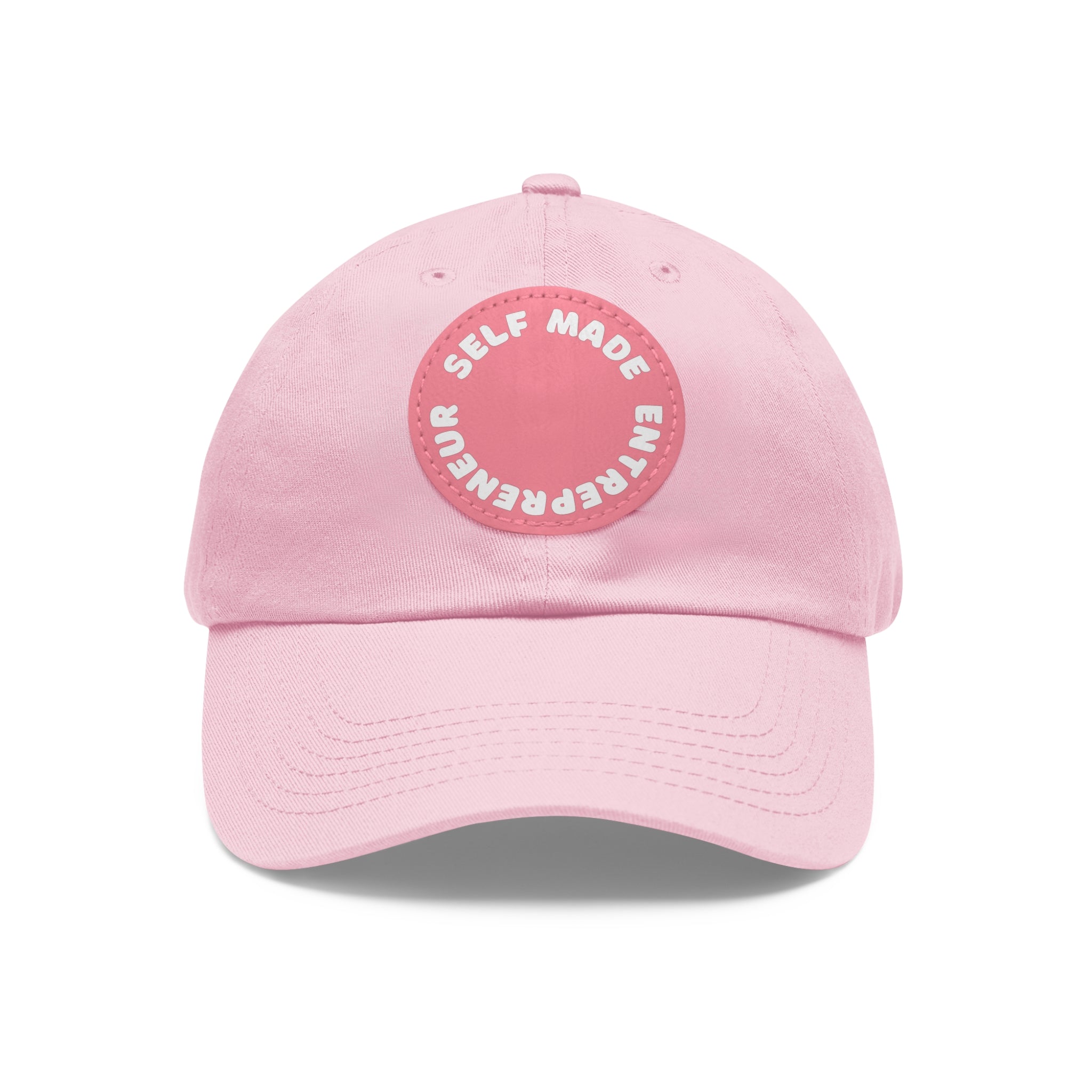 A person working hard to better his/herself - Self-Made Entrepreneur Hat with Leather Patch (Round) - Breakthrough Collection