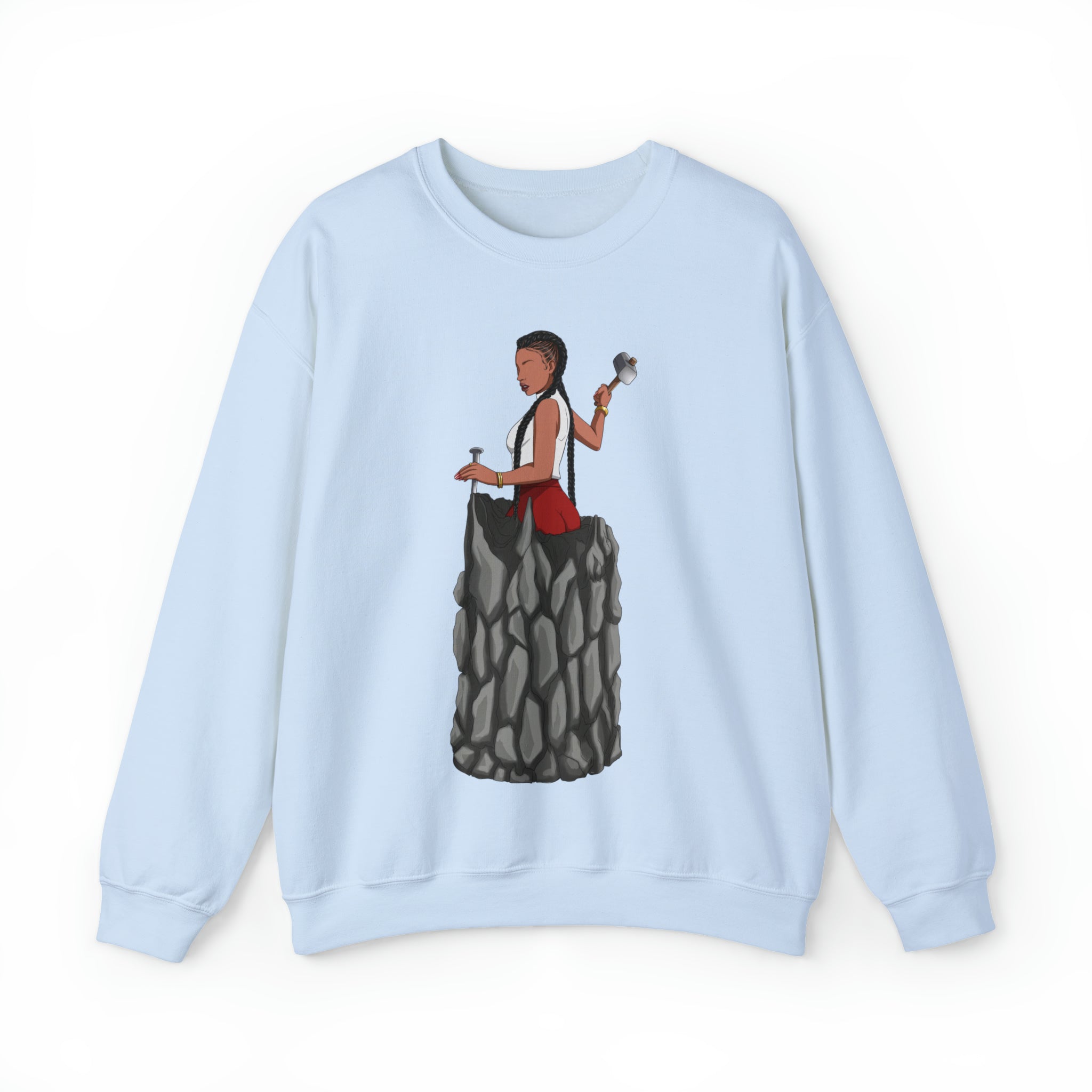A person working hard to better his/herself - Self-Made Sweatshirt Heavy Blend™ Crewneck - woman #7 - Breakthrough Collection
