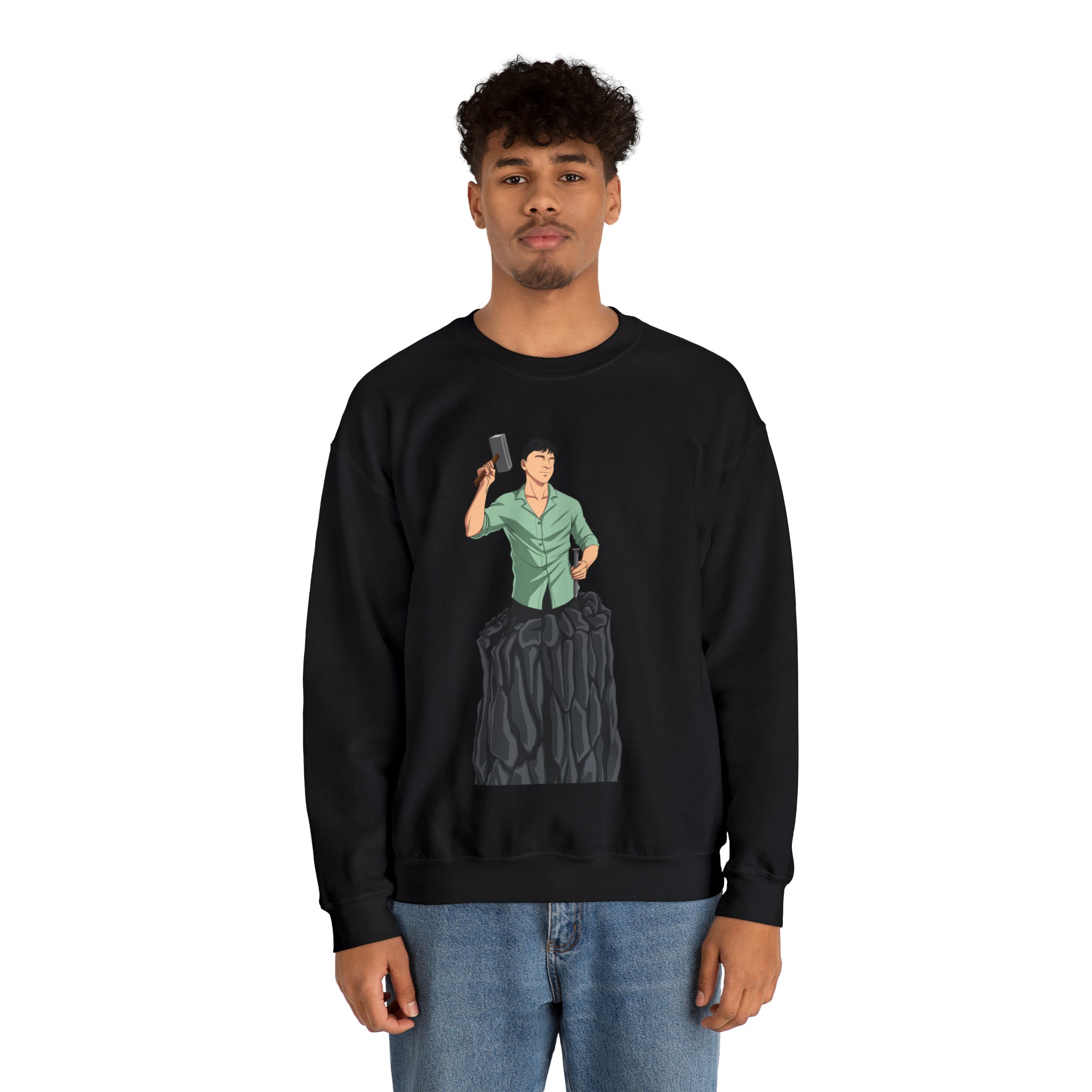 A person working hard to better his/herself - Heavy Blend™ Crewneck Sweatshirt - Man #15 - Breakthrough Collection