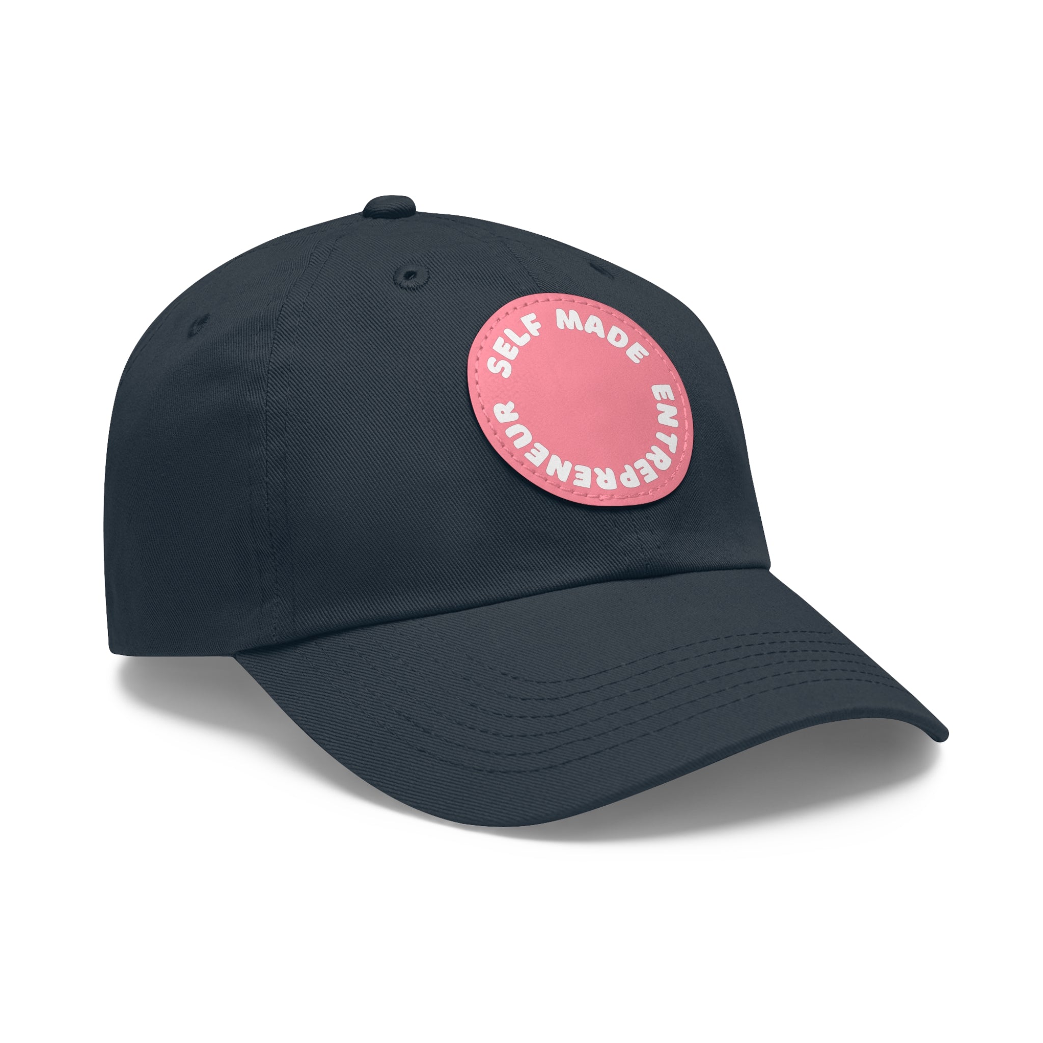 A person working hard to better his/herself - Self-Made Entrepreneur Hat with Leather Patch (Round) - Breakthrough Collection