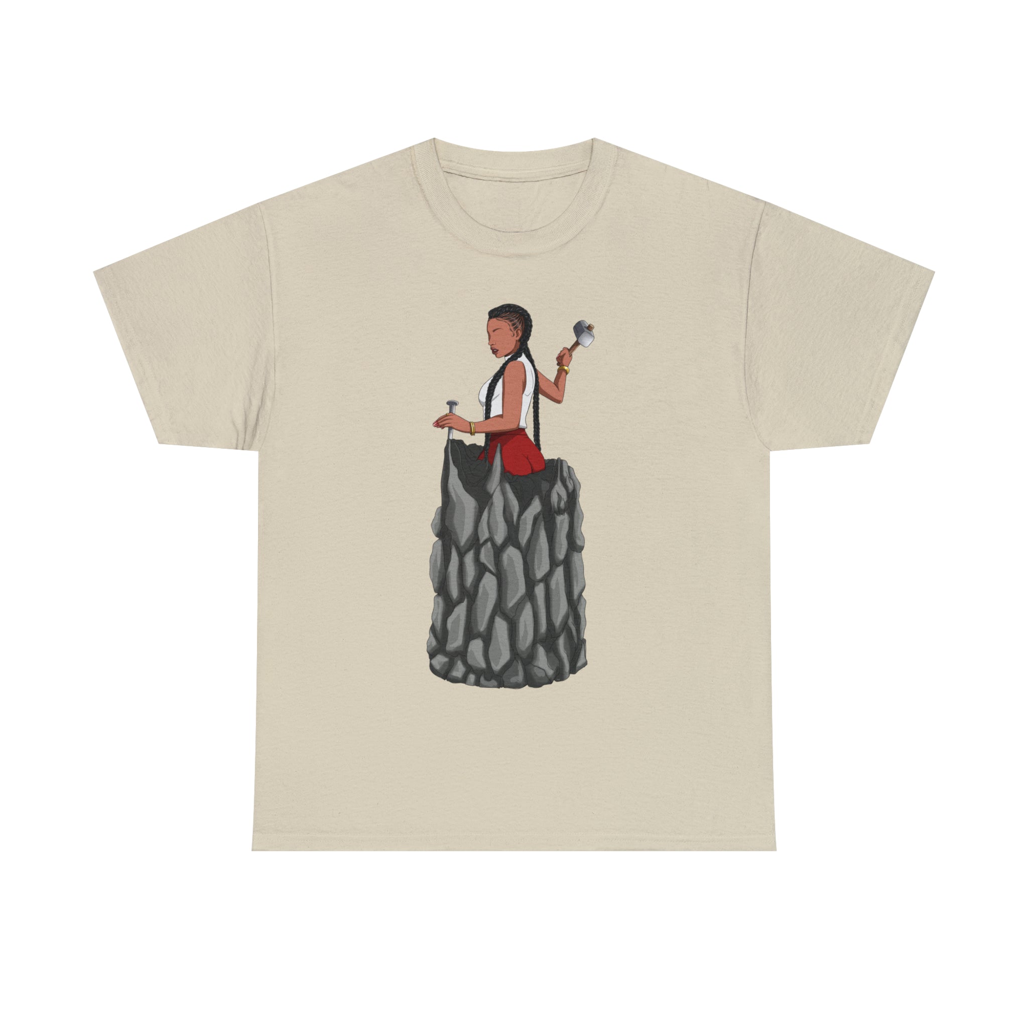 A person working hard to better his/herself - Heavy Cotton Self-Made T-shirt - self-made woman #7 - Breakthrough Collection