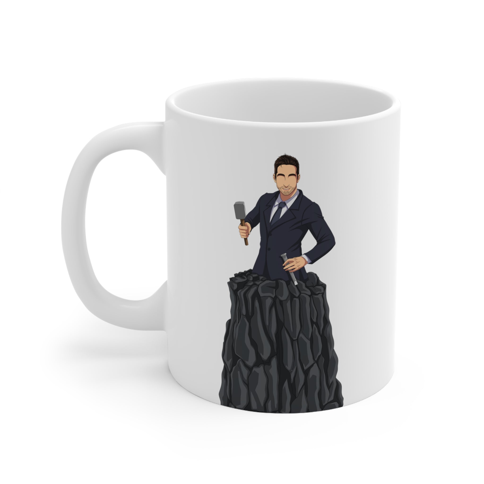 A person working hard to better his/herself - Ceramic Mug 11oz - Self-Made Man #3 - Breakthrough Collection