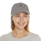 A person working hard to better his/herself - Self-Made Entrepreneur Hat with Leather Patch (Round) - Breakthrough Collection