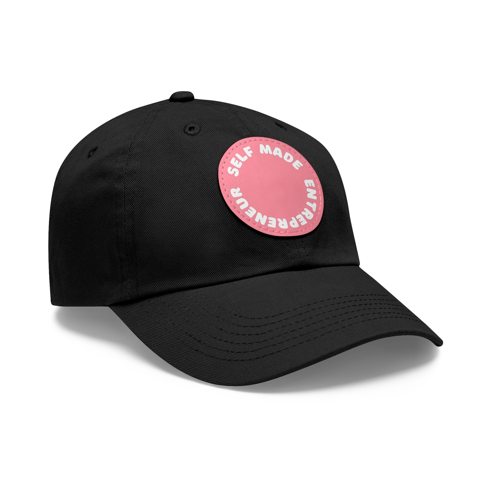 A person working hard to better his/herself - Self-Made Entrepreneur Hat with Leather Patch (Round) - Breakthrough Collection