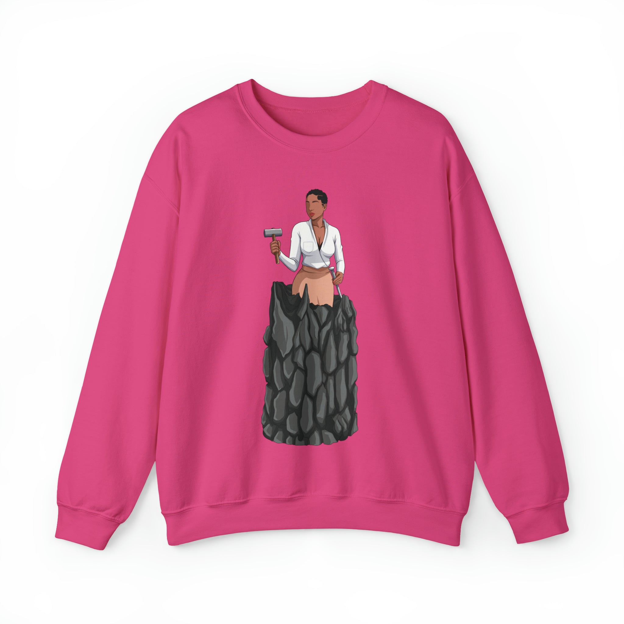 A person working hard to better his/herself - Self-Made Sweatshirt Heavy Blend™ Crewneck - woman #1 - Breakthrough Collection