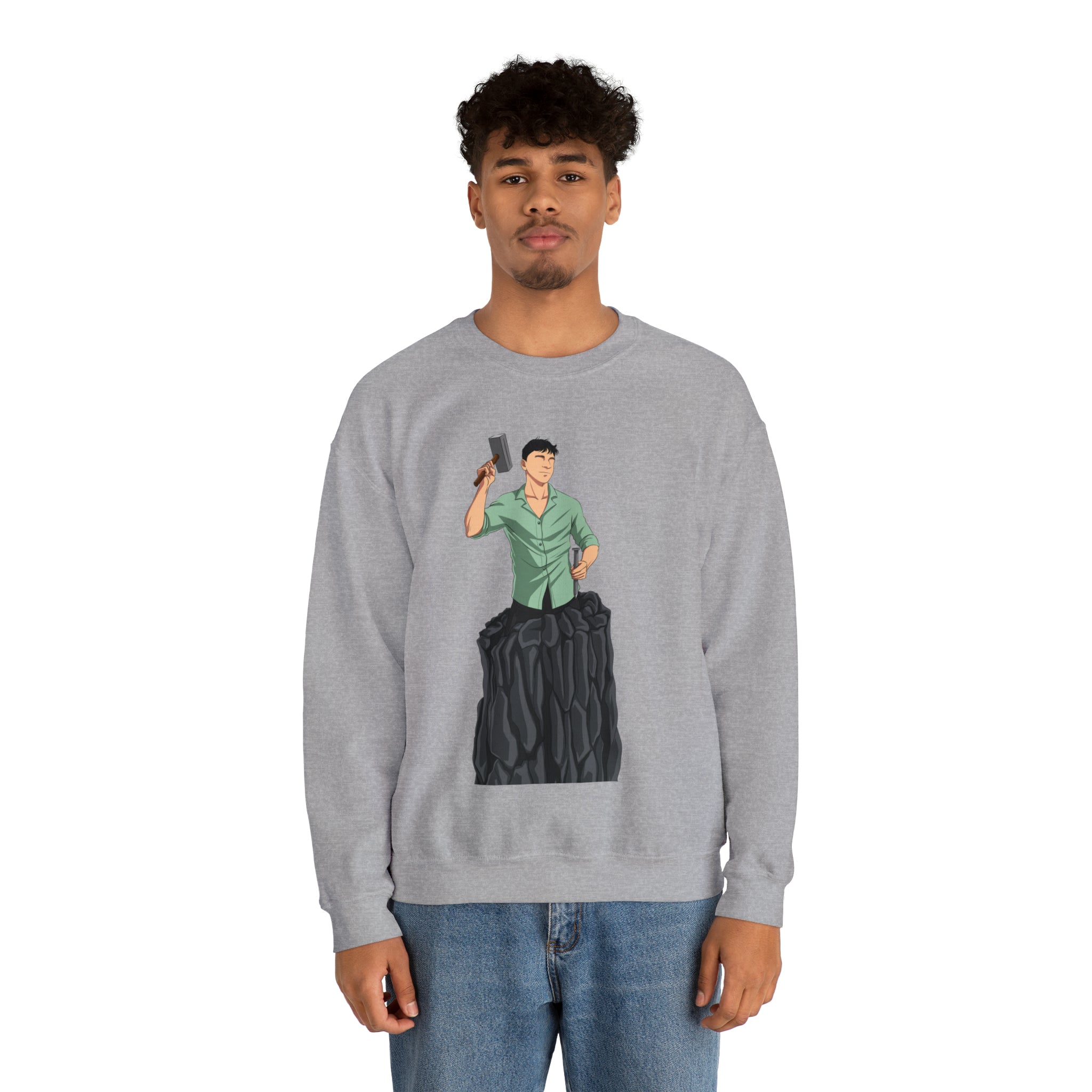 A person working hard to better his/herself - Heavy Blend™ Crewneck Sweatshirt - Man #15 - Breakthrough Collection