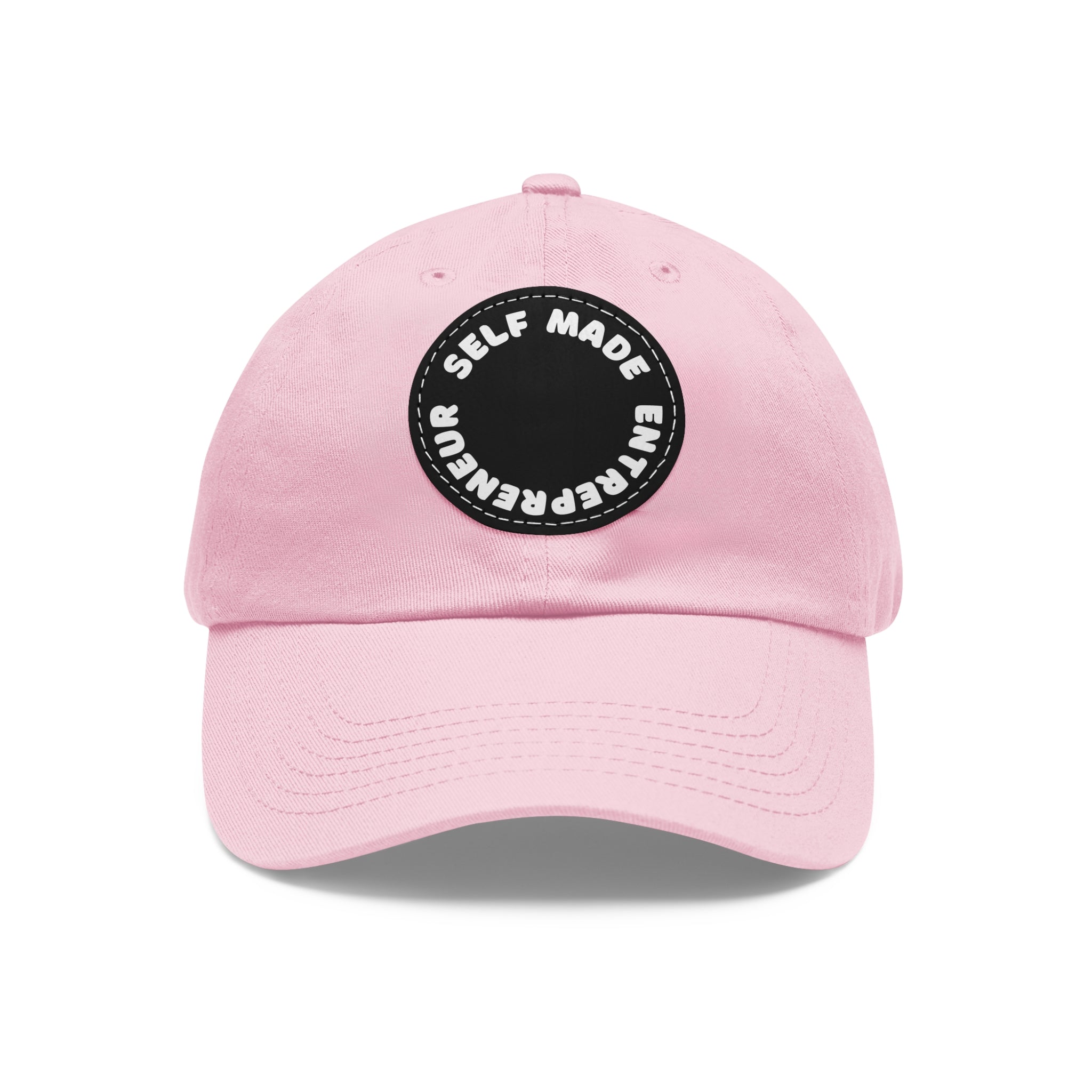 A person working hard to better his/herself - Self-Made Entrepreneur Hat with Leather Patch (Round) - Breakthrough Collection