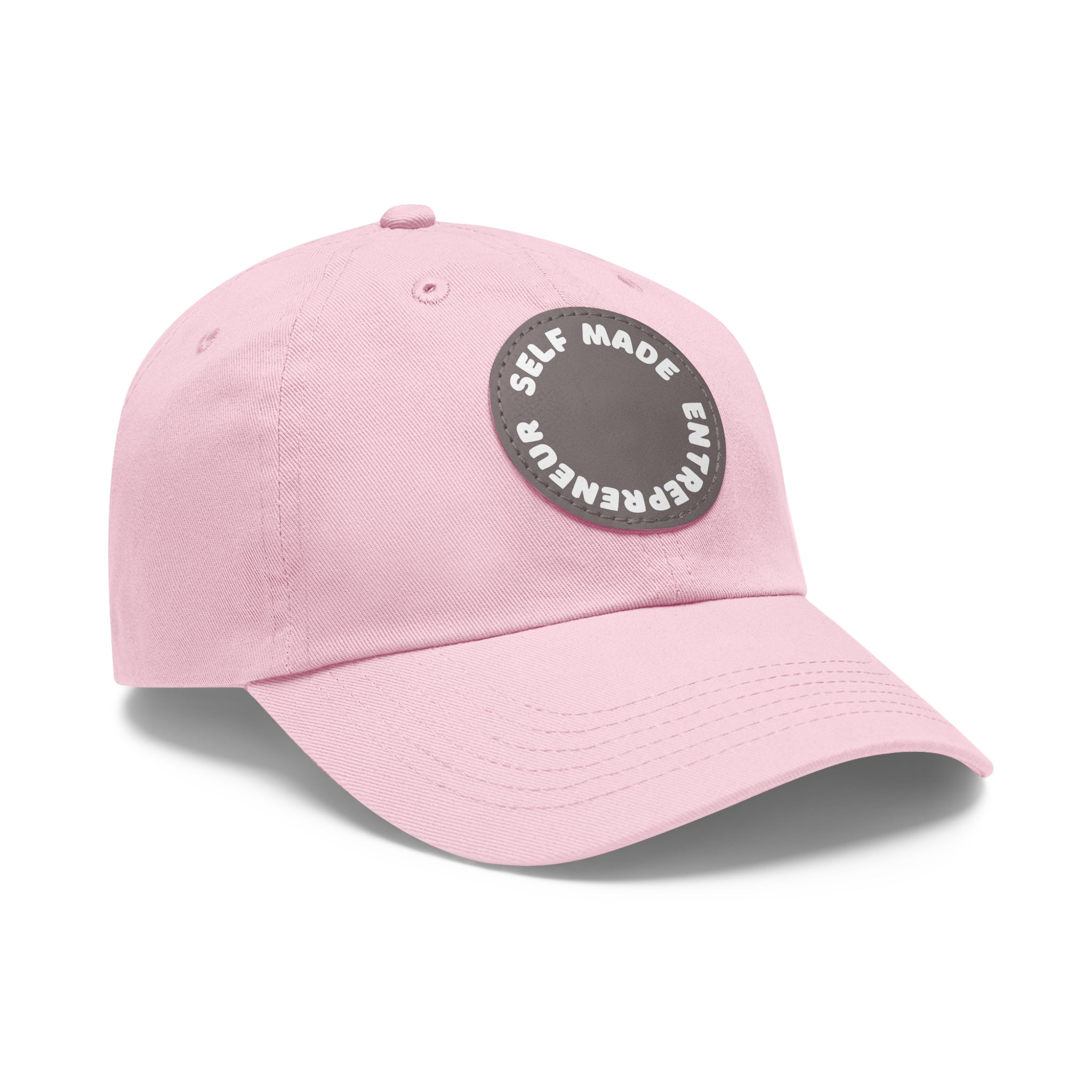 A person working hard to better his/herself - Self-Made Entrepreneur Hat with Leather Patch (Round) - Breakthrough Collection