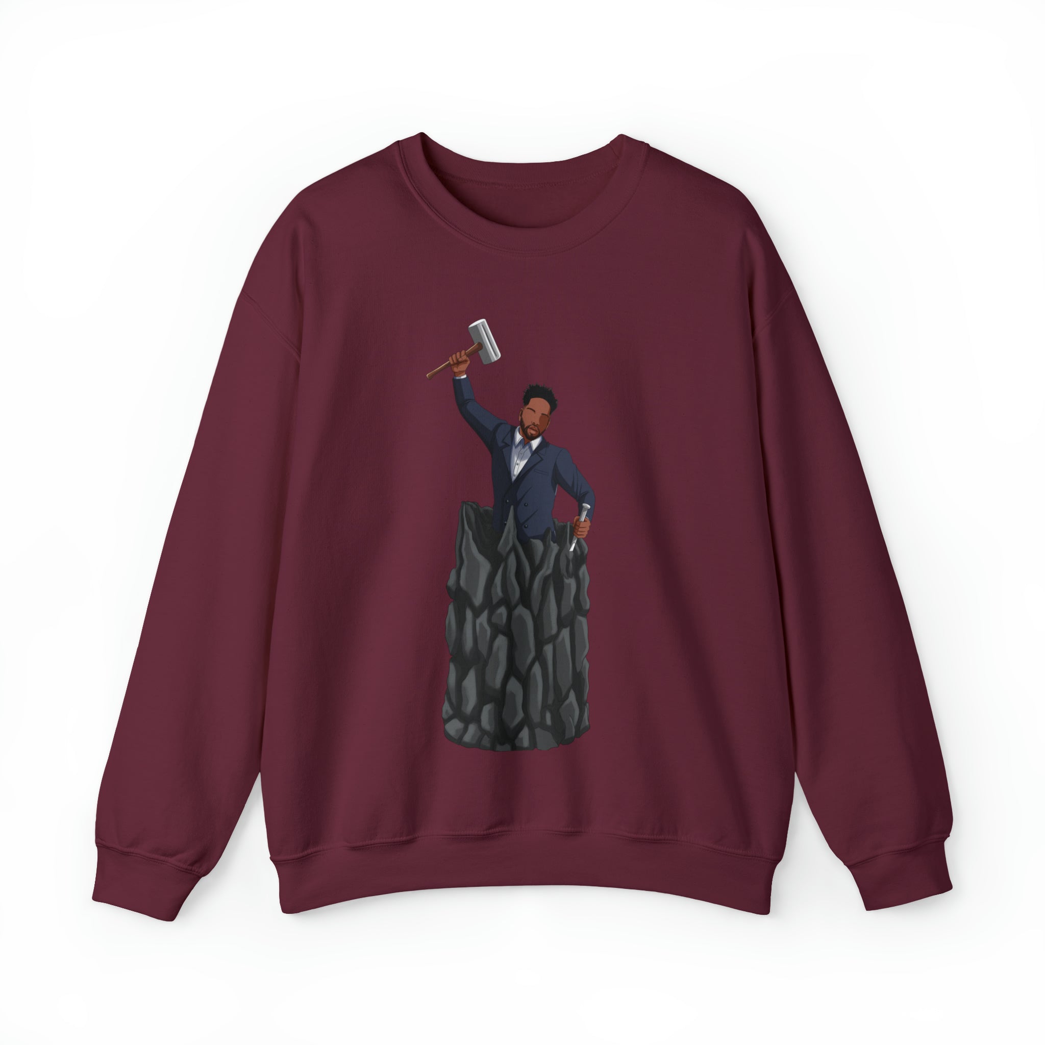 A person working hard to better his/herself - Self-Made Sweatshirt Heavy Blend™ Crewneck - Man #1 - Breakthrough Collection