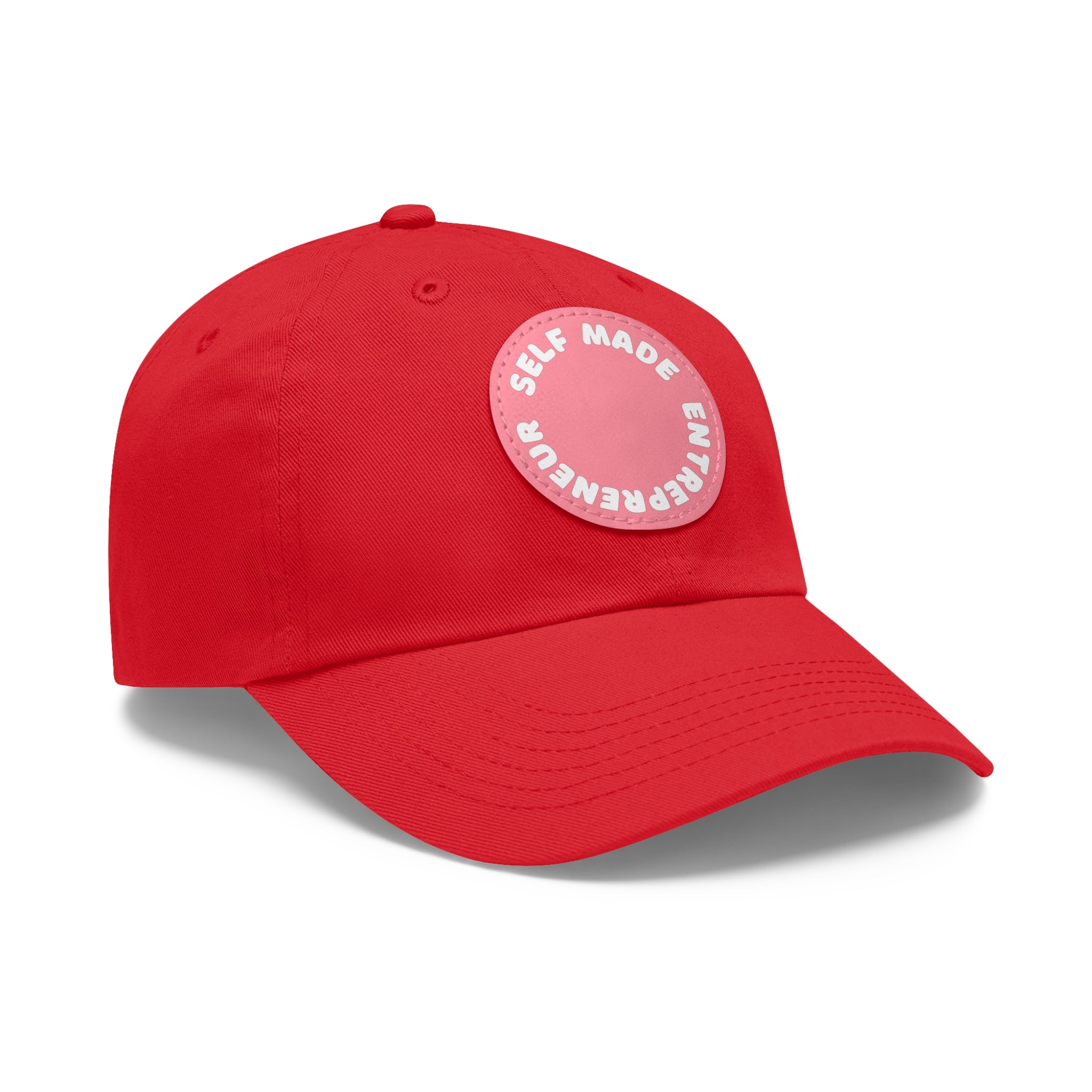 A person working hard to better his/herself - Self-Made Entrepreneur Hat with Leather Patch (Round) - Breakthrough Collection