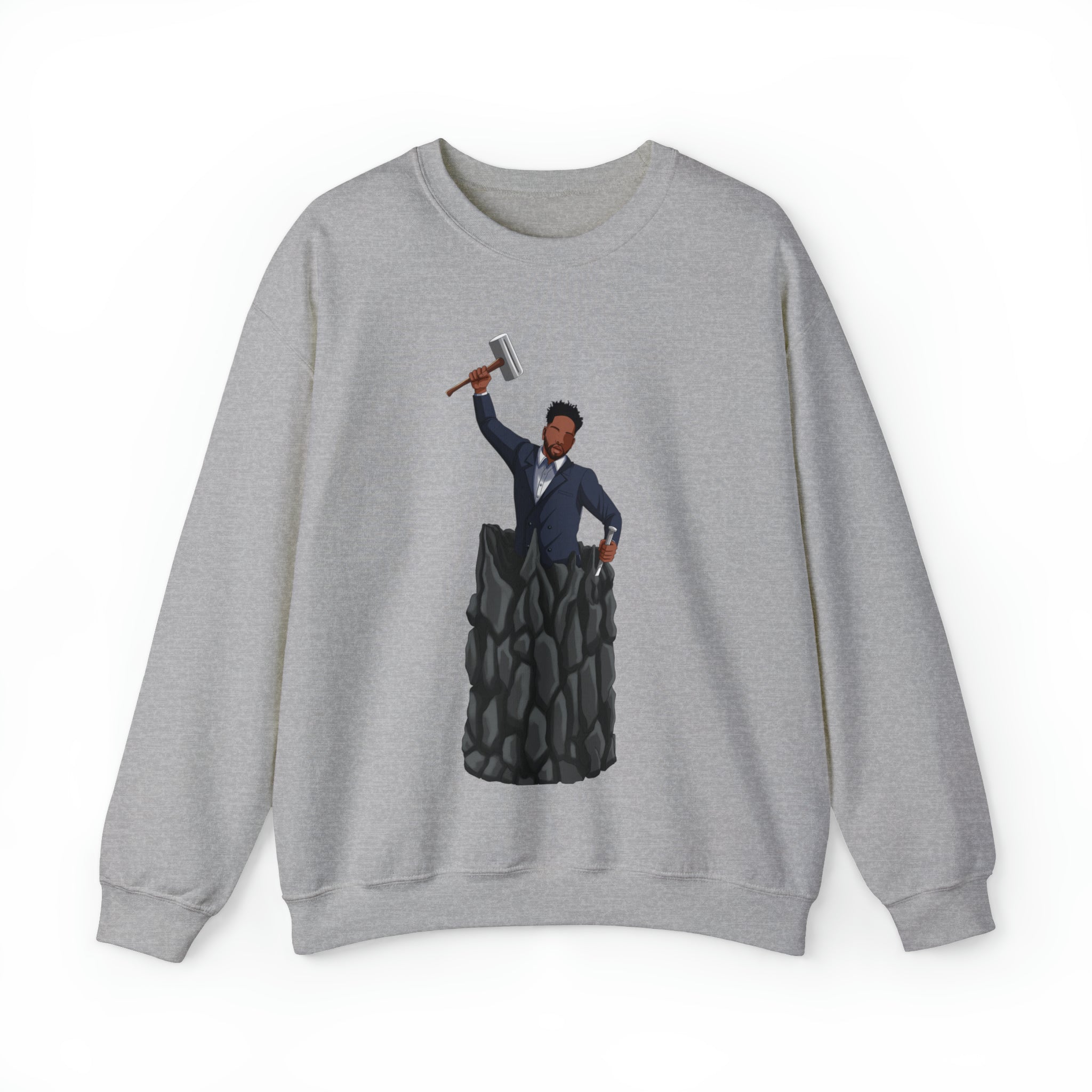 A person working hard to better his/herself - Self-Made Sweatshirt Heavy Blend™ Crewneck - Man #1 - Breakthrough Collection