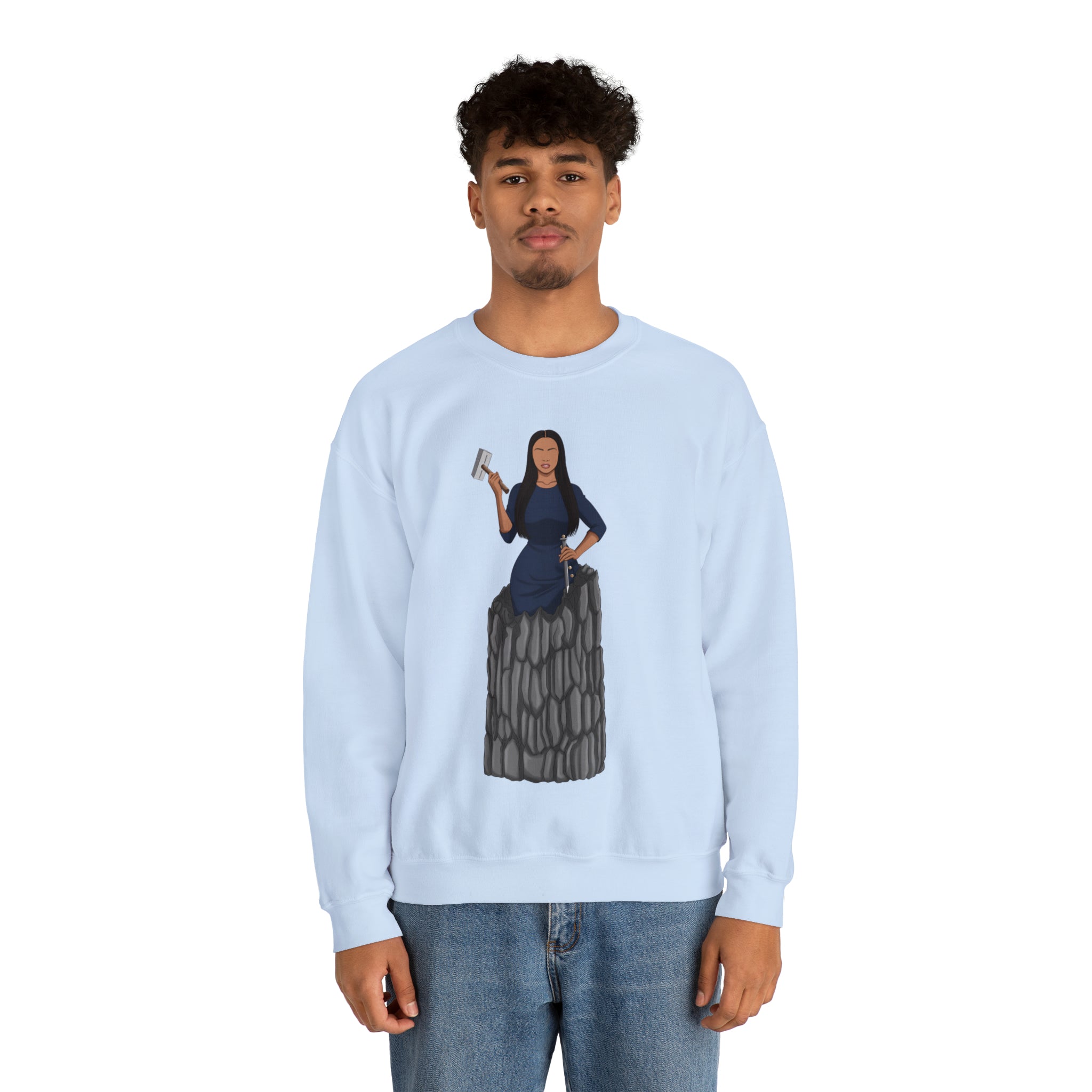 A person working hard to better his/herself - Self-Made Sweatshirt Heavy Blend™ Crewneck - woman #9 - Breakthrough Collection