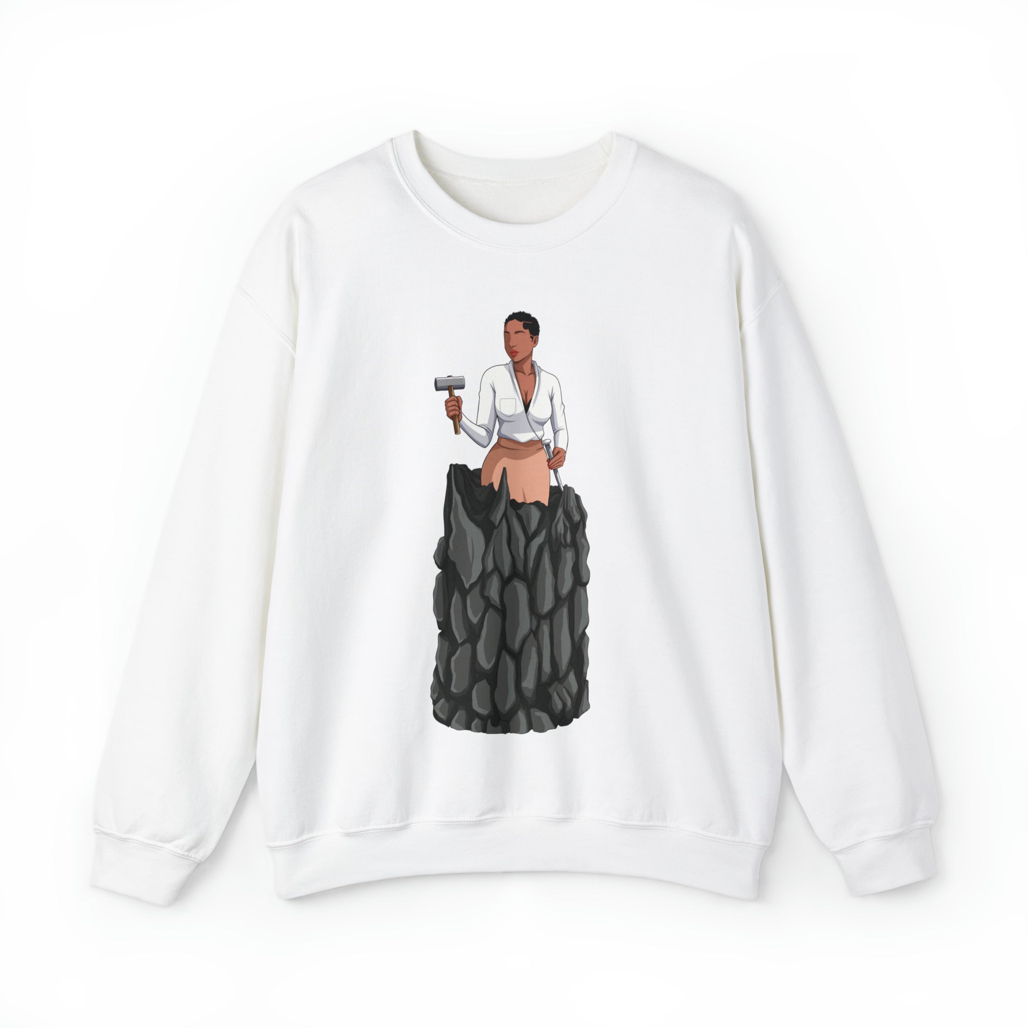 A person working hard to better his/herself - Self-Made Sweatshirt Heavy Blend™ Crewneck - woman #1 - Breakthrough Collection
