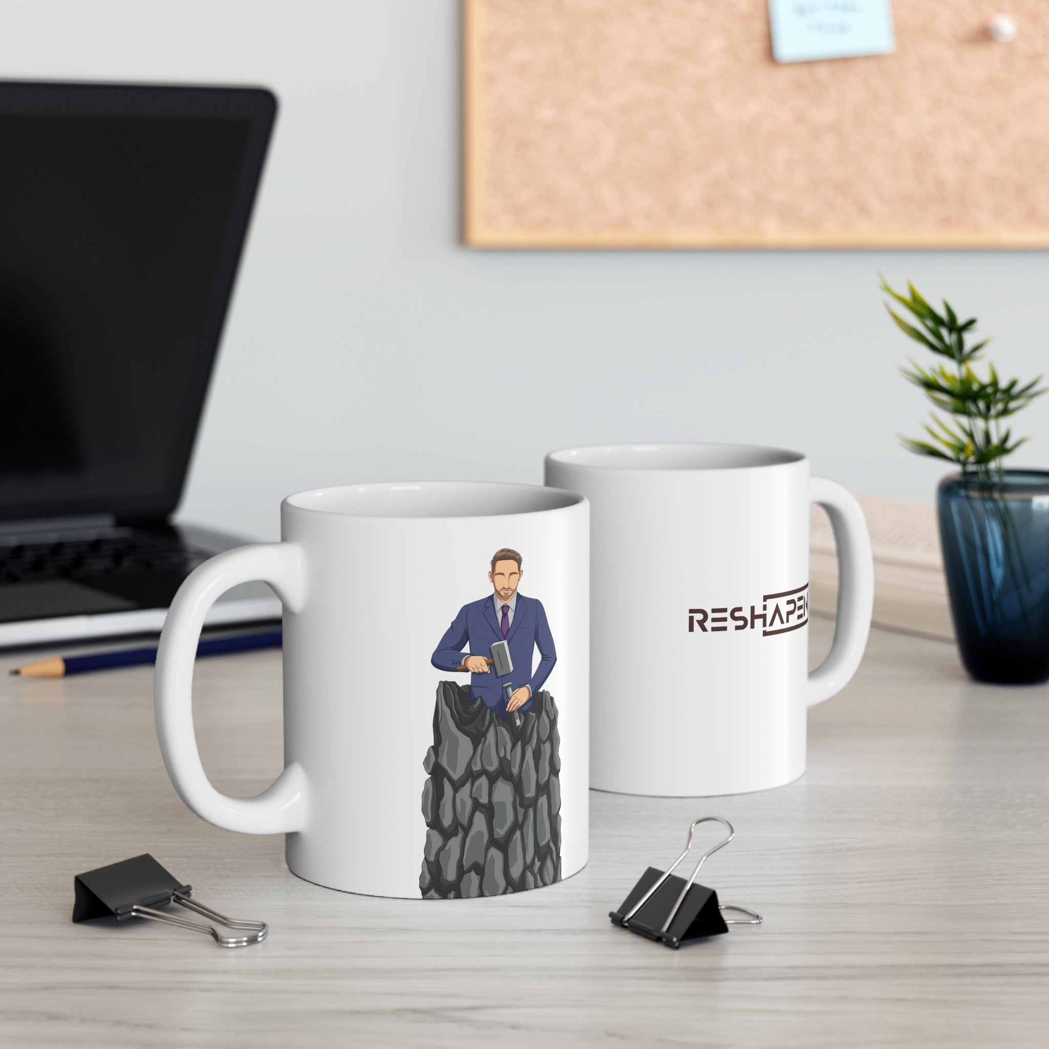 A person working hard to better his/herself - Ceramic Mug 11oz - Self-Made Man #8 - Breakthrough Collection