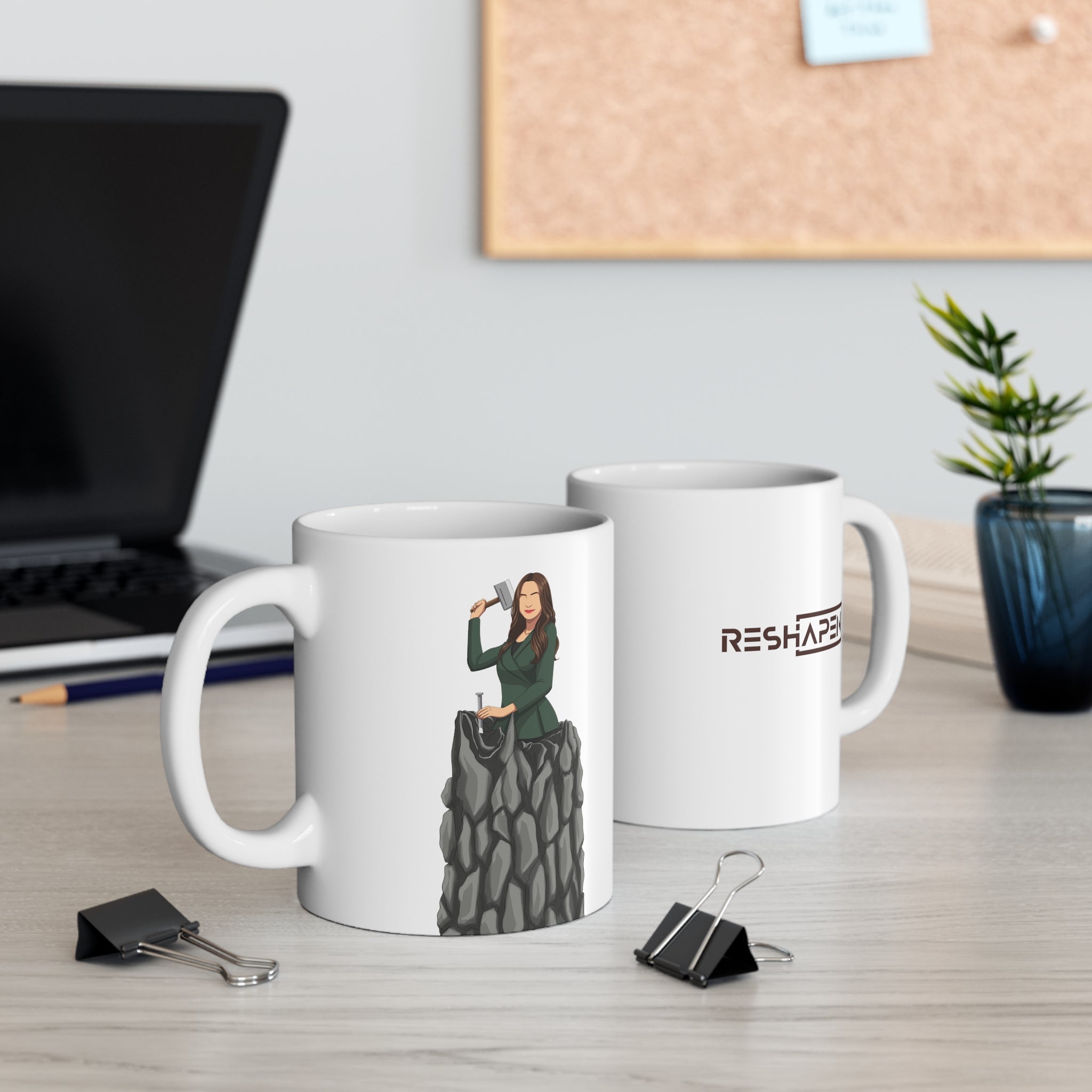 A person working hard to better his/herself - Ceramic Mug 11oz - Self-Made Woman #5 - Breakthrough Collection
