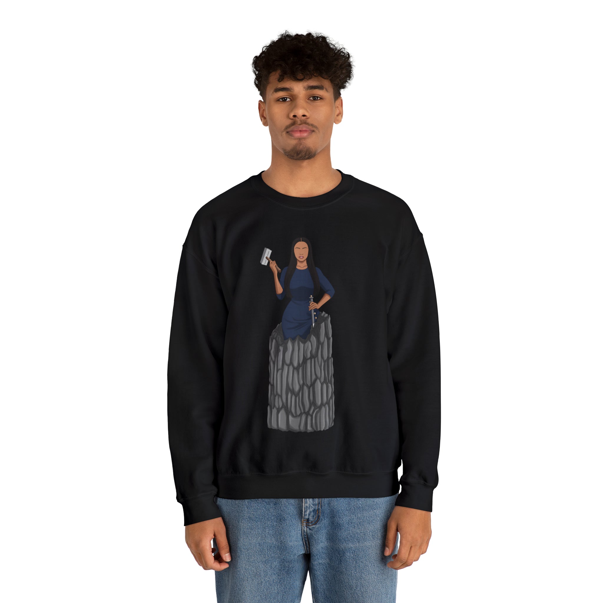 A person working hard to better his/herself - Self-Made Sweatshirt Heavy Blend™ Crewneck - woman #9 - Breakthrough Collection