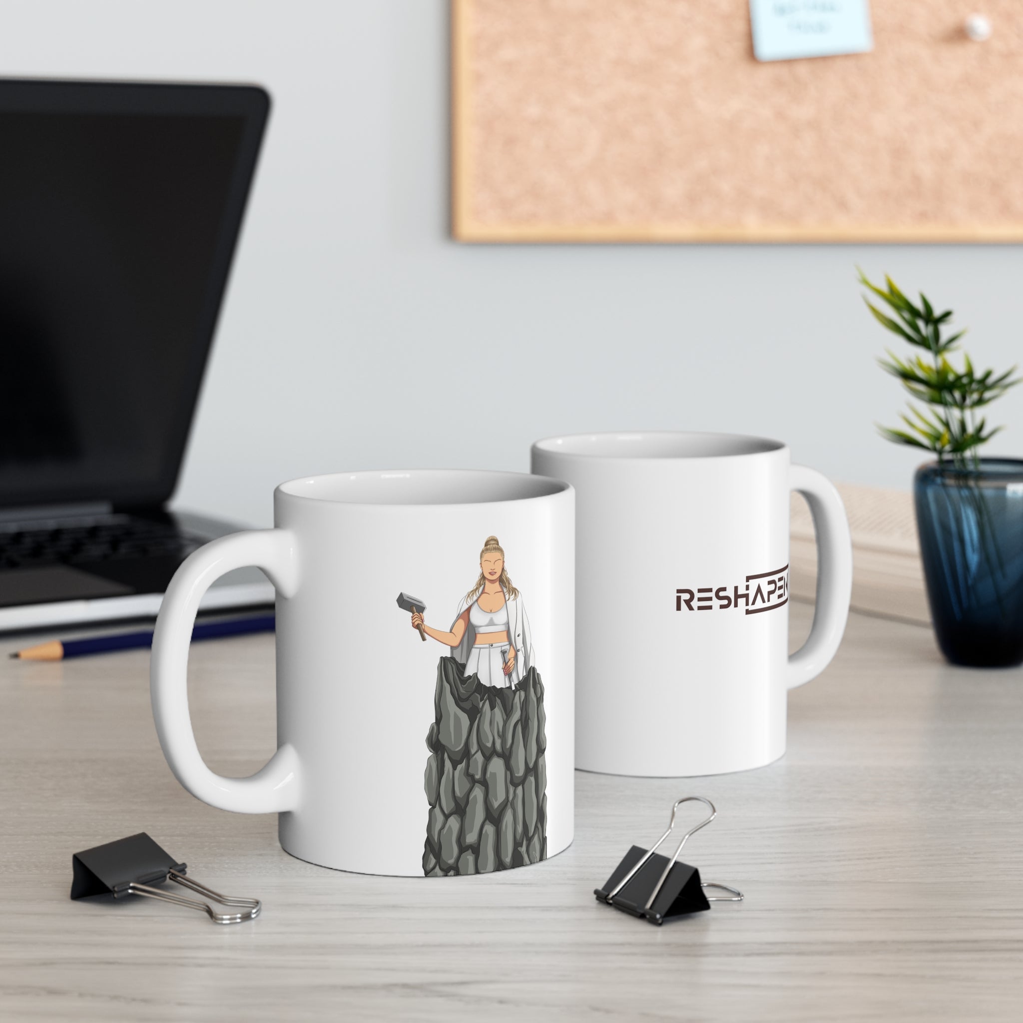 A person working hard to better his/herself - Ceramic Mug 11oz - Self-Made Woman #11 - Breakthrough Collection