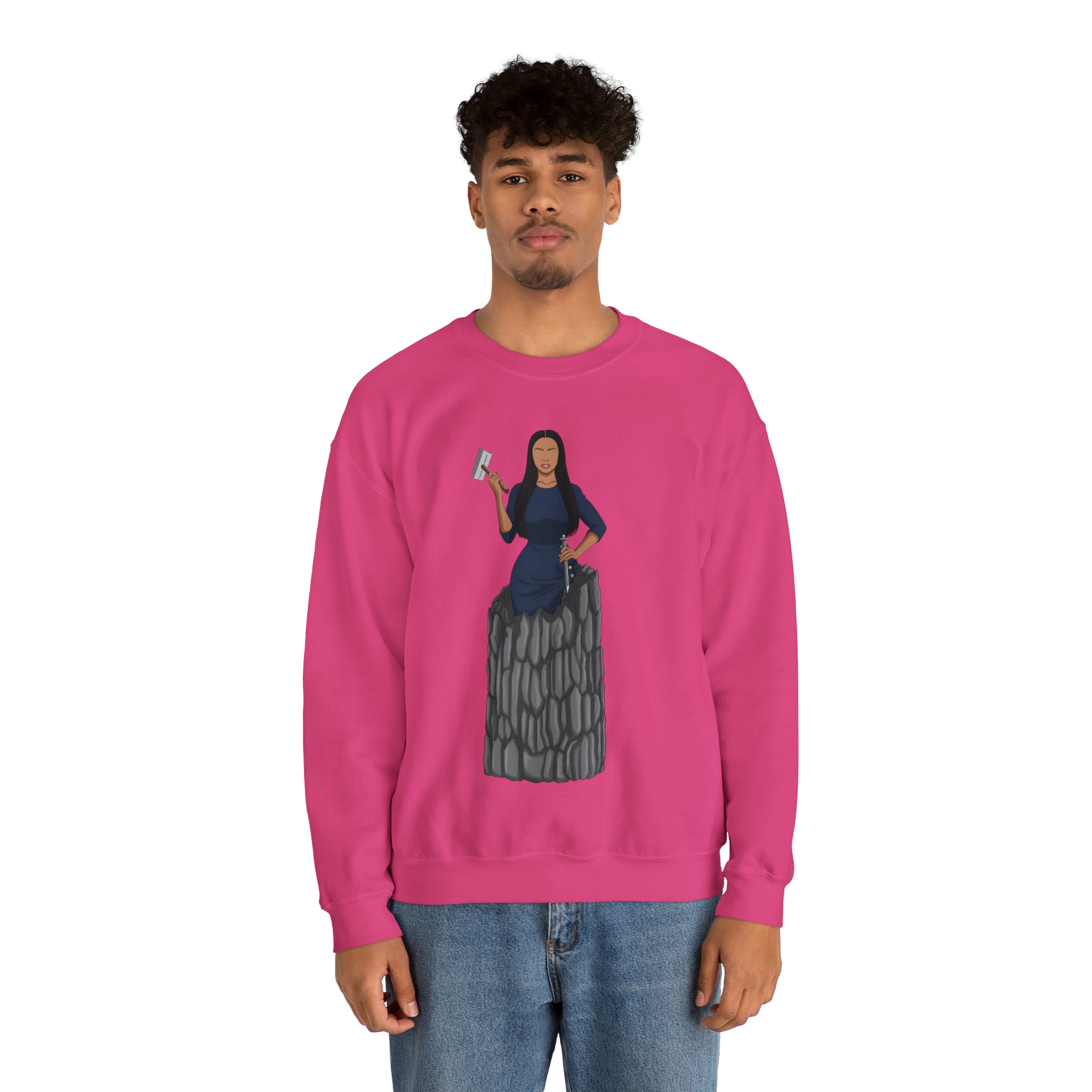 A person working hard to better his/herself - Self-Made Sweatshirt Heavy Blend™ Crewneck - woman #9 - Breakthrough Collection