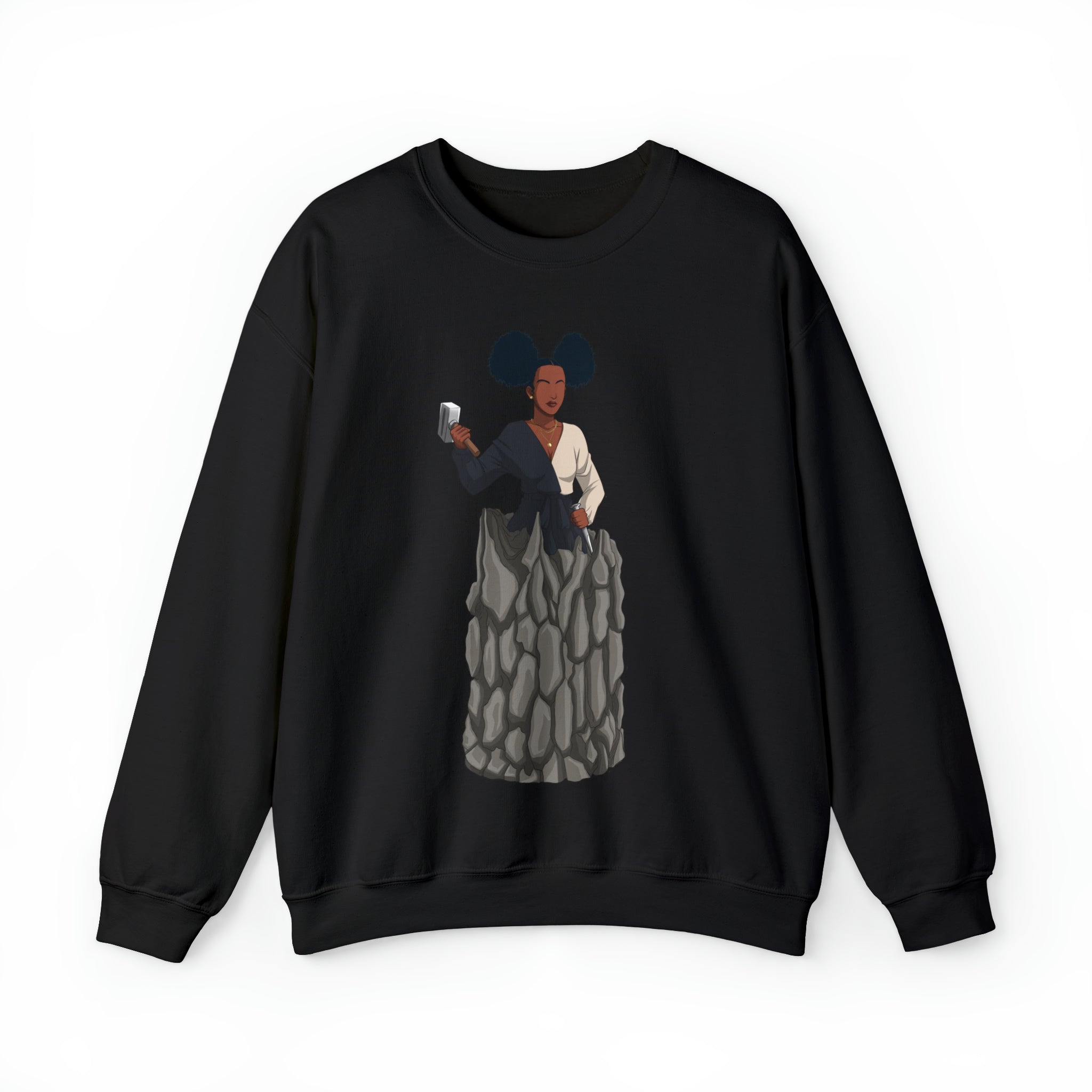 A person working hard to better his/herself - Self-Made Sweatshirt Heavy Blend™ Crewneck - woman #10 - Breakthrough Collection