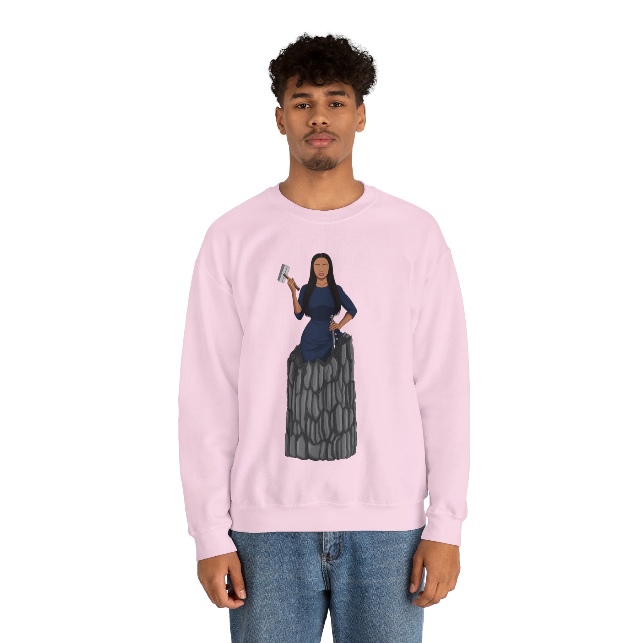 A person working hard to better his/herself - Self-Made Sweatshirt Heavy Blend™ Crewneck - woman #9 - Breakthrough Collection
