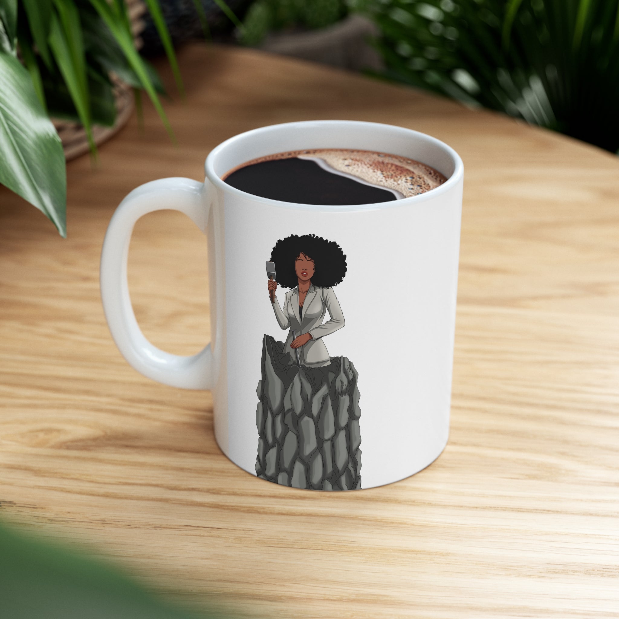 A person working hard to better his/herself - Ceramic Mug 11oz - Self-Made Woman #6 - Breakthrough Collection