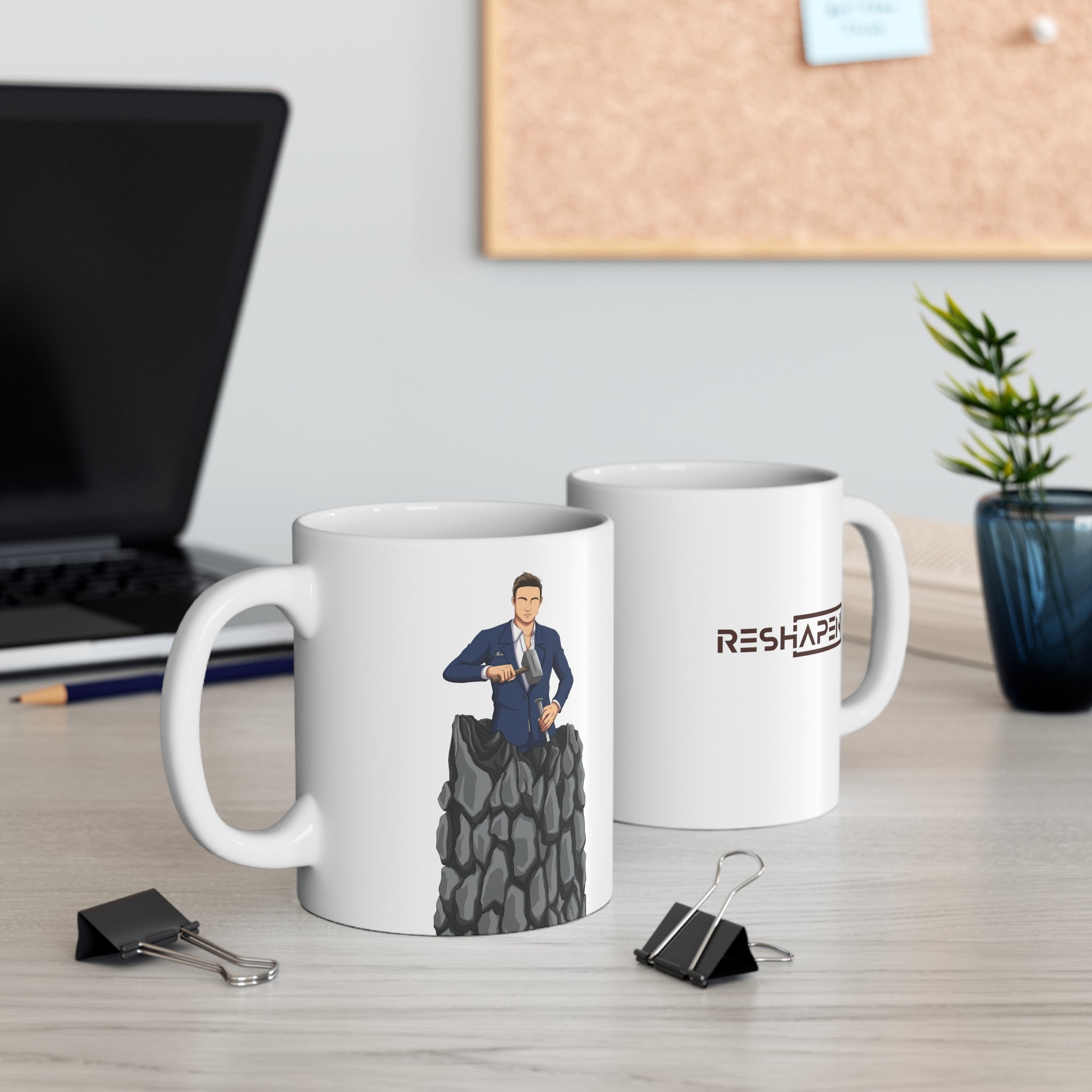 A person working hard to better his/herself - Ceramic Mug 11oz - Self-Made Man #5 - Breakthrough Collection