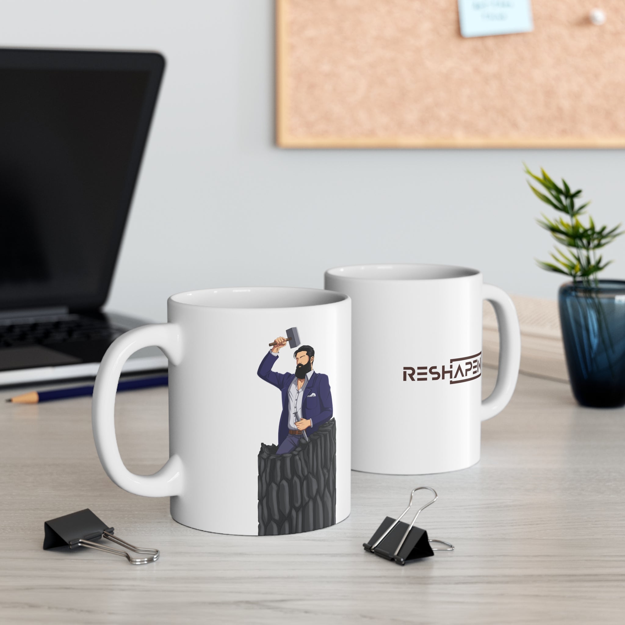 A person working hard to better his/herself - Ceramic Mug 11oz - Self-Made Man #12 - Breakthrough Collection