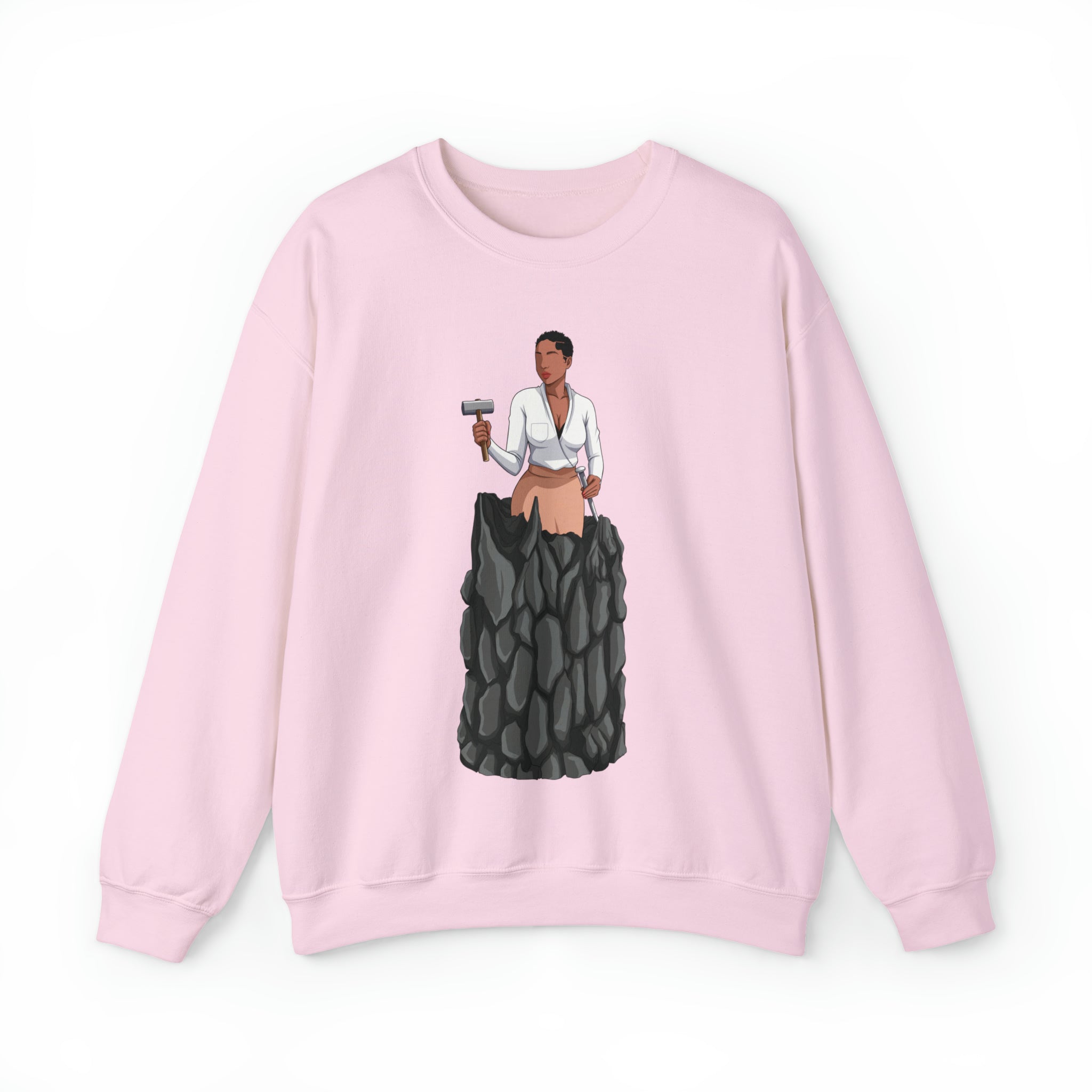 A person working hard to better his/herself - Self-Made Sweatshirt Heavy Blend™ Crewneck - woman #1 - Breakthrough Collection